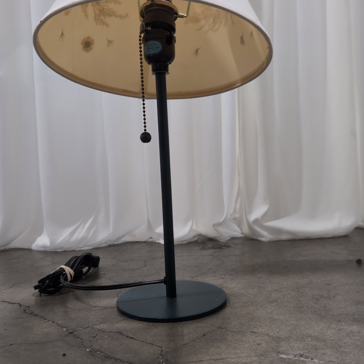 Botanical Print White Fabric Table Lamp
