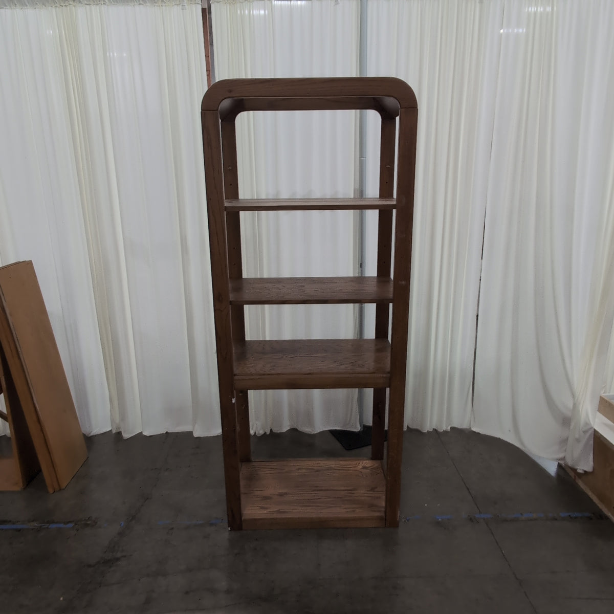 Rounded Top Wood Five-Shelf Bookcase