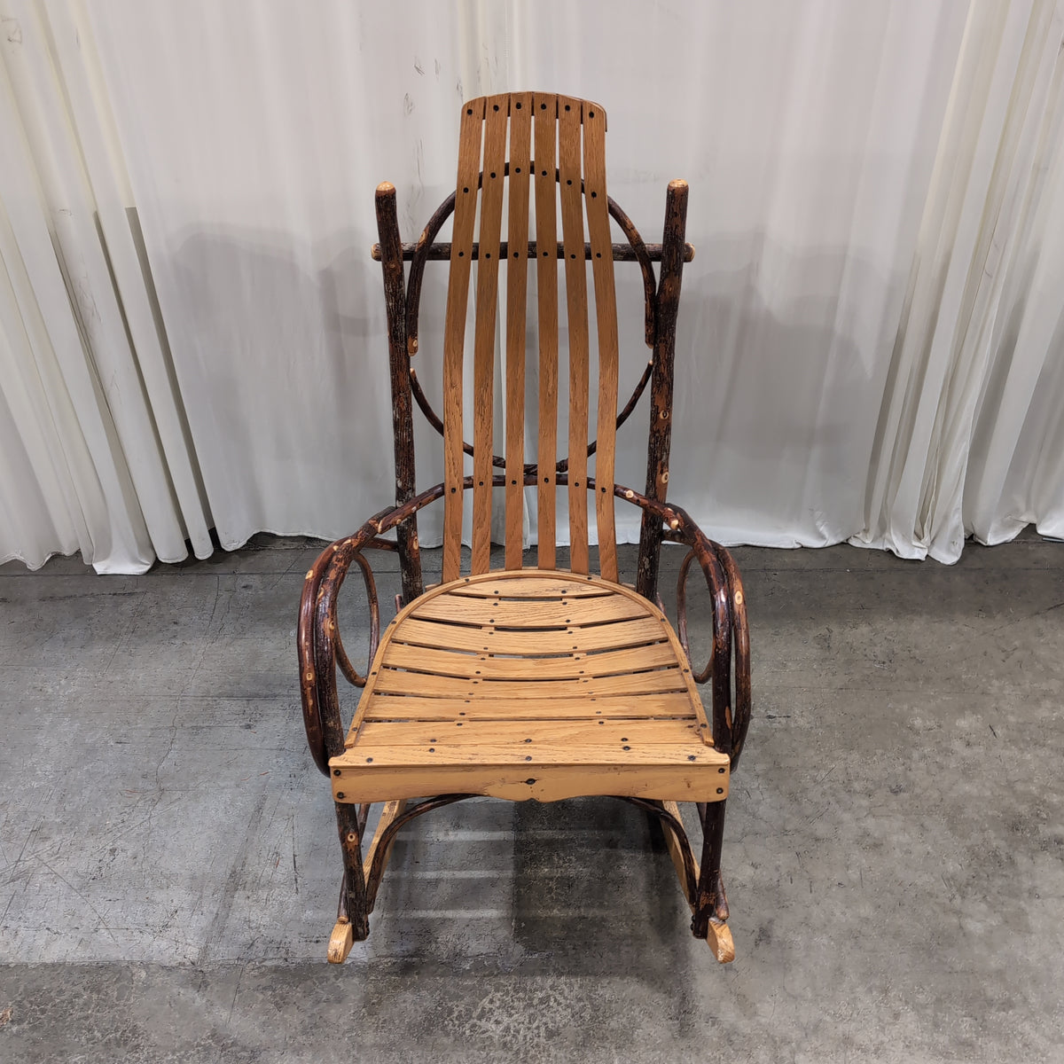 Rustic Bentwood Slatted Wood Rocking Chair