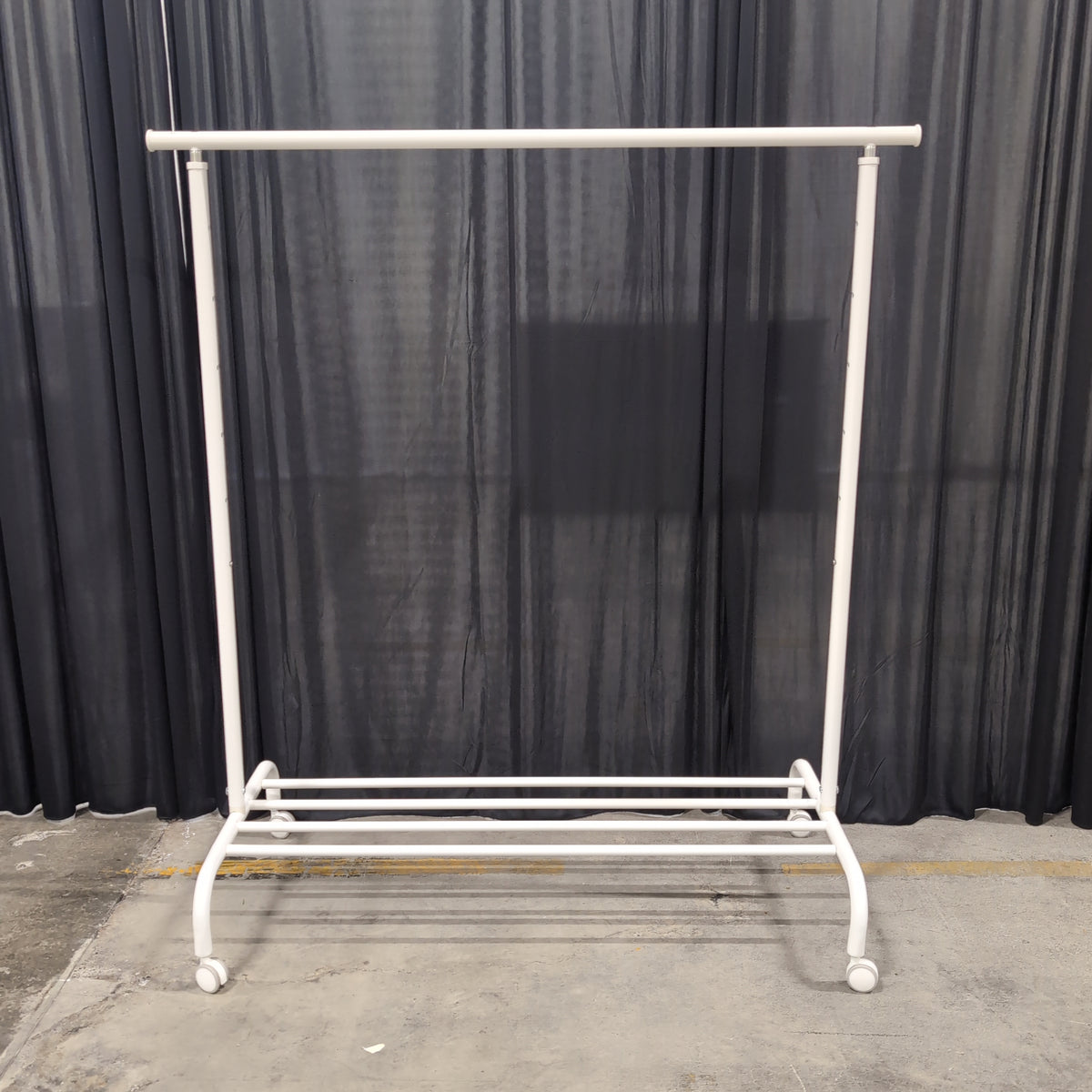 White Metal Clothes Rack with Bottom Shelf