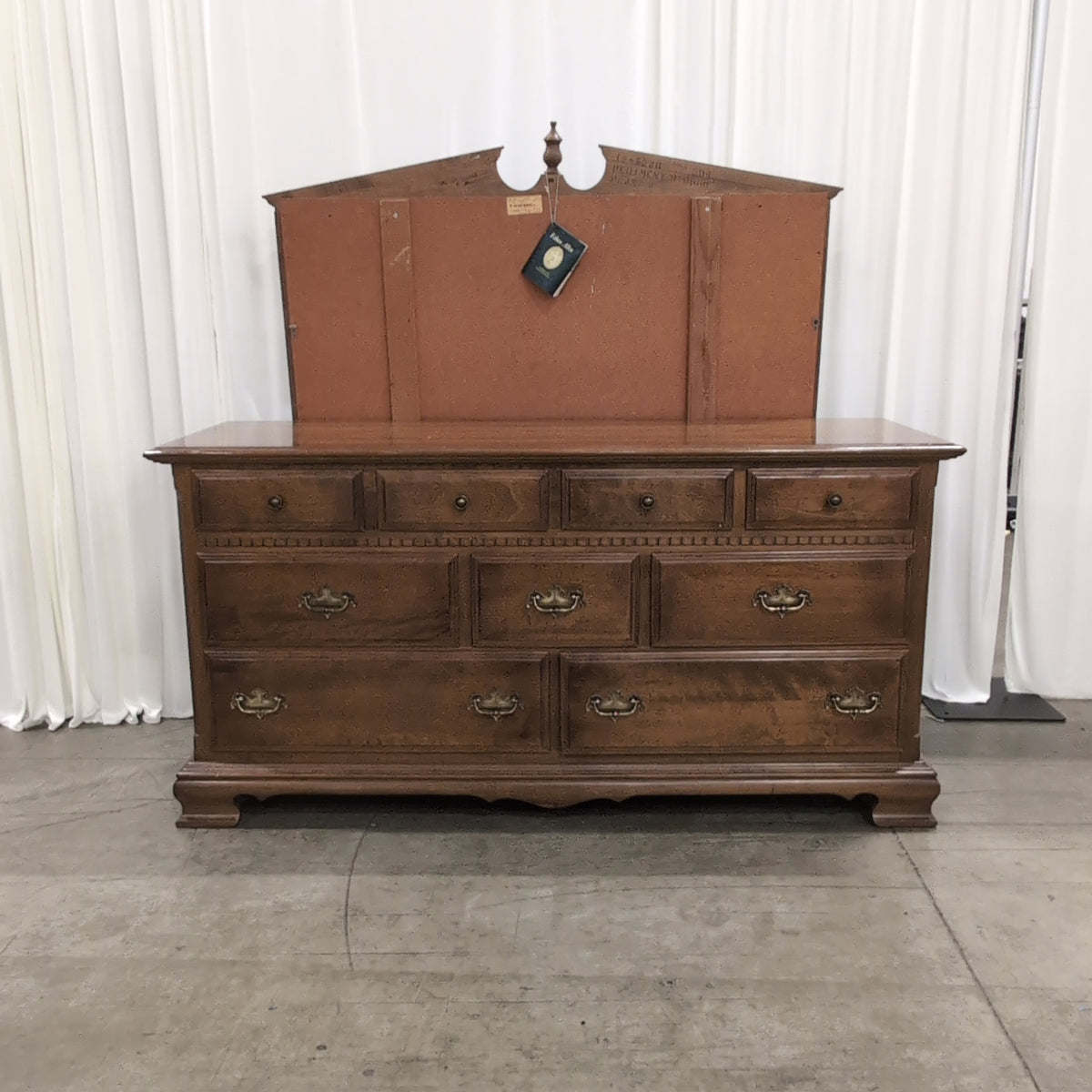 PEDIMENT M Traditional Brown Wood Dresser with Ornate Hardware