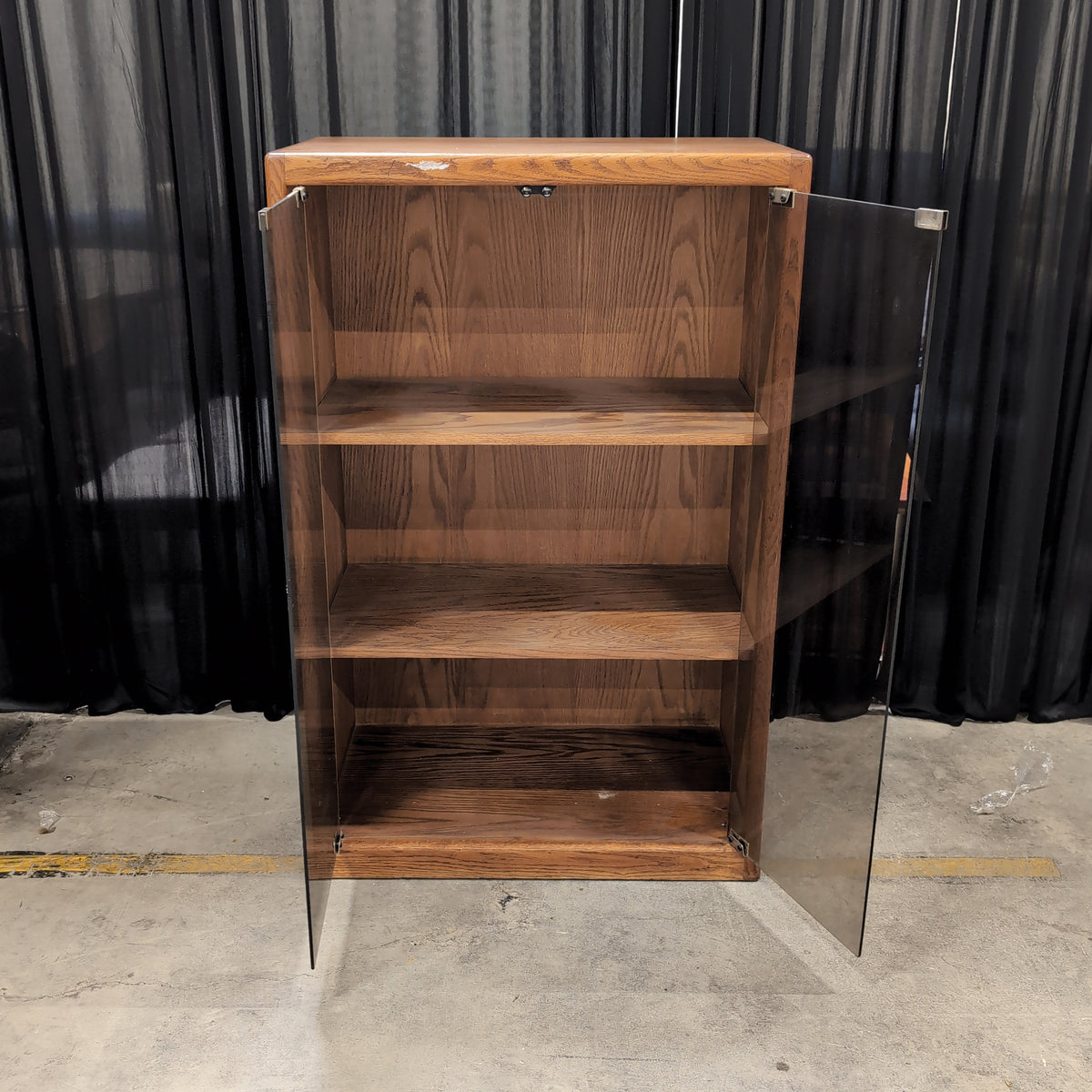 Wood Two-Door Cabinet with Glass Front