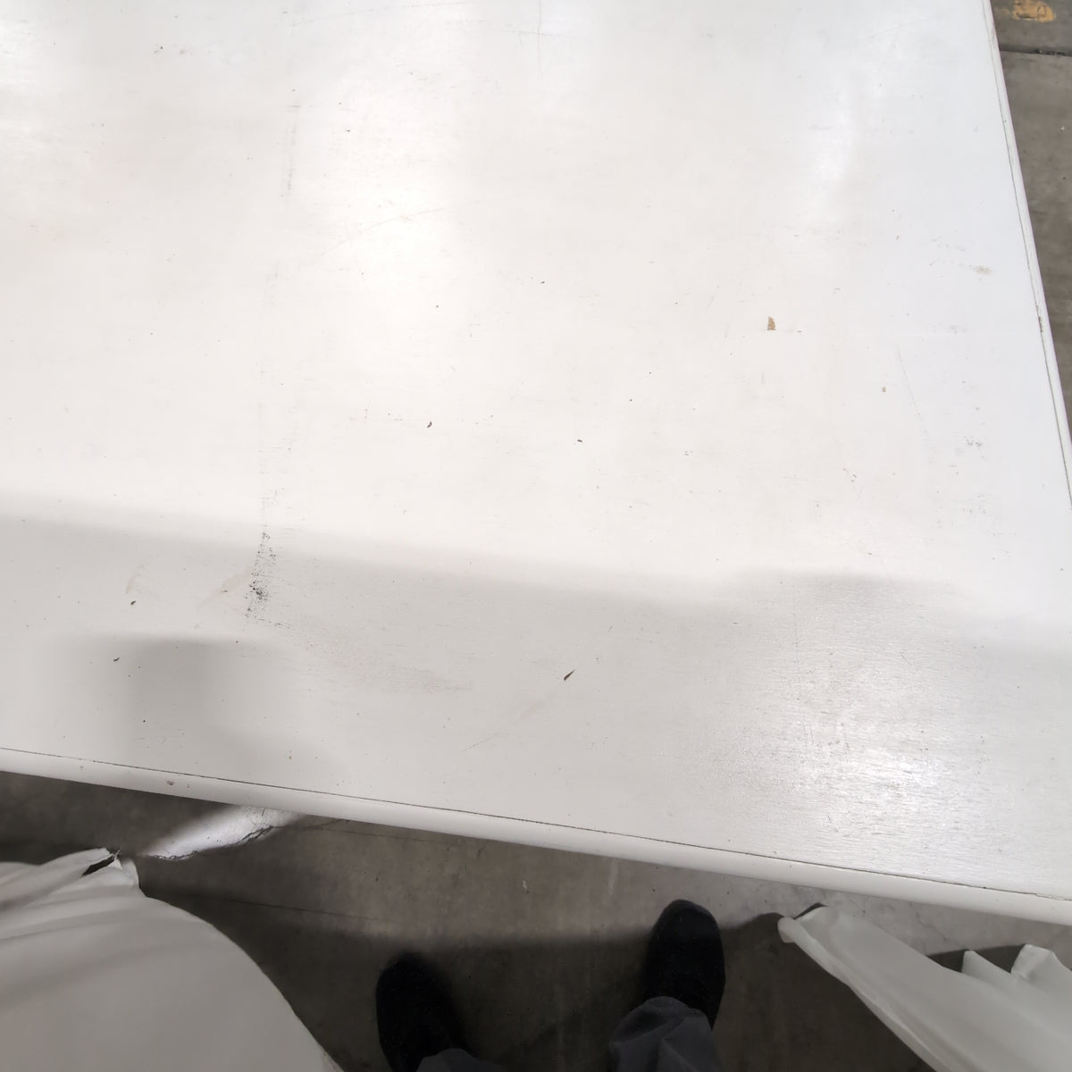 White Farmhouse Style Wood Dining Table in Painted Finish