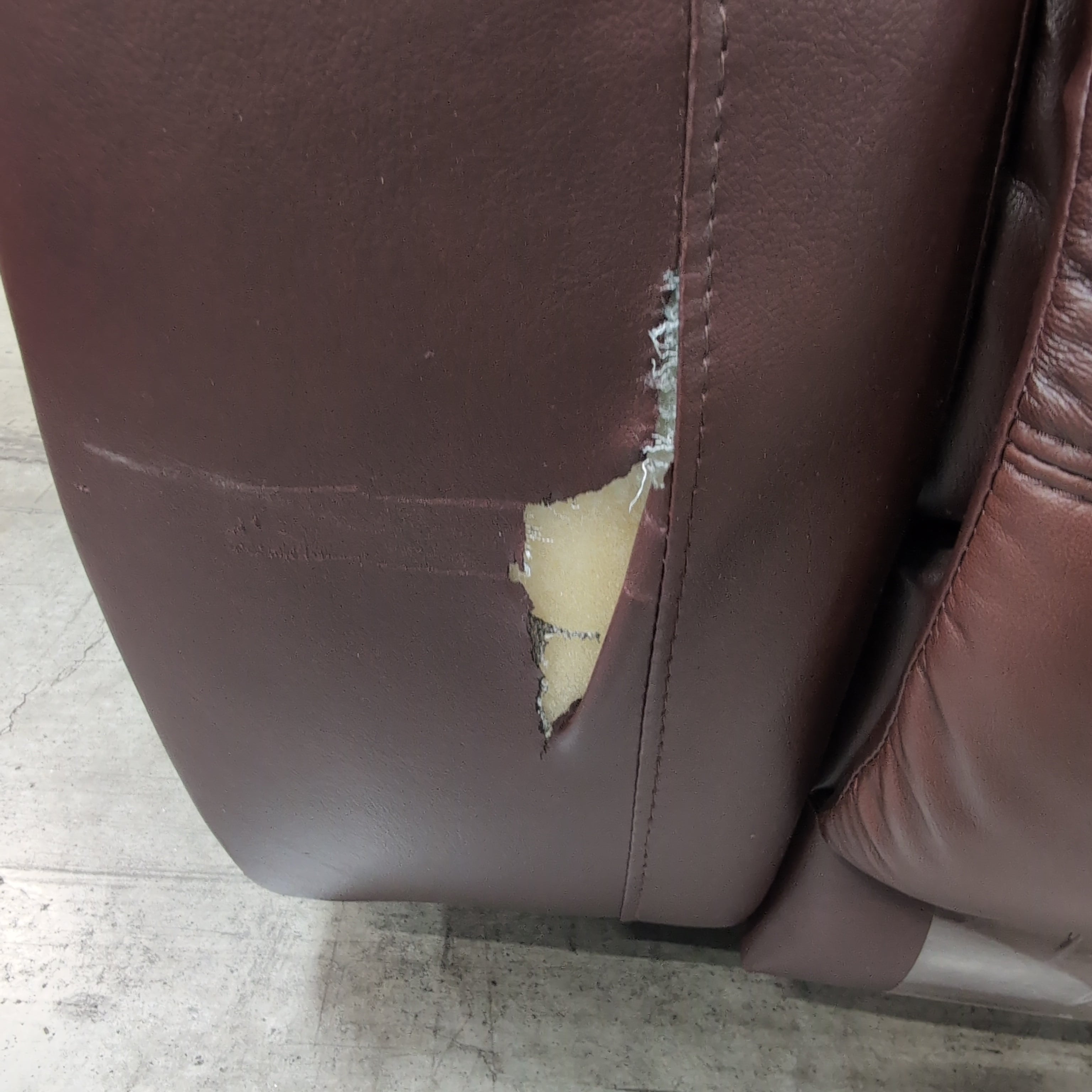 Burgundy Leather Three-Seat Couch