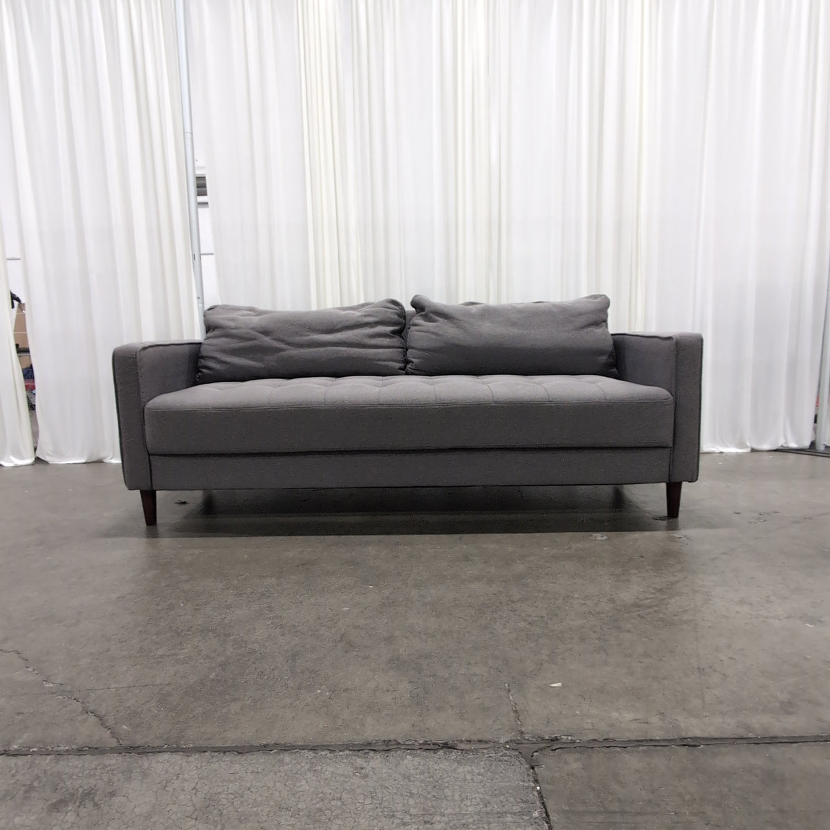 Lifestyle Solutions-Modern Grey Fabric Couch with Tufted Seating
