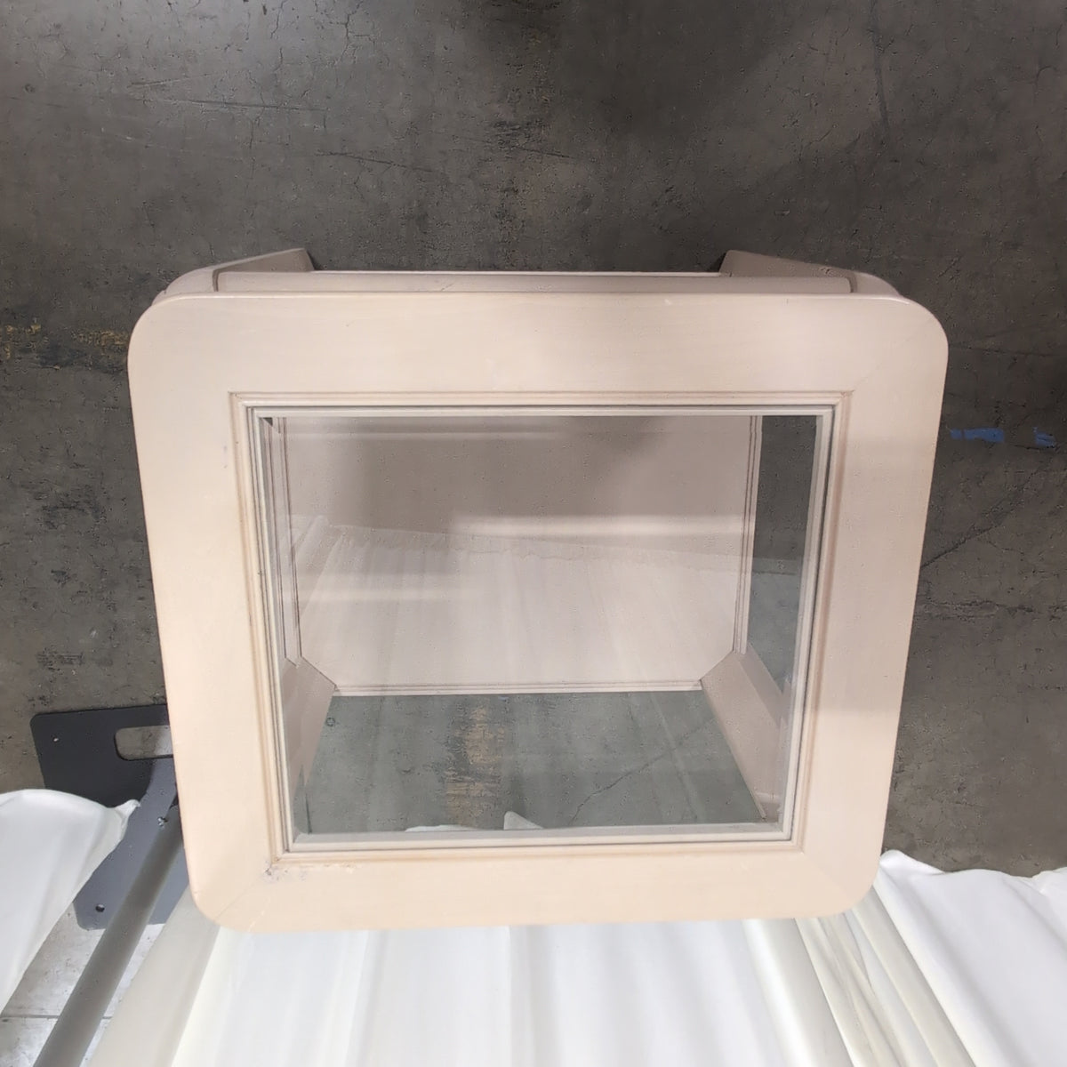 Light Wood Square End Table with Glass Top