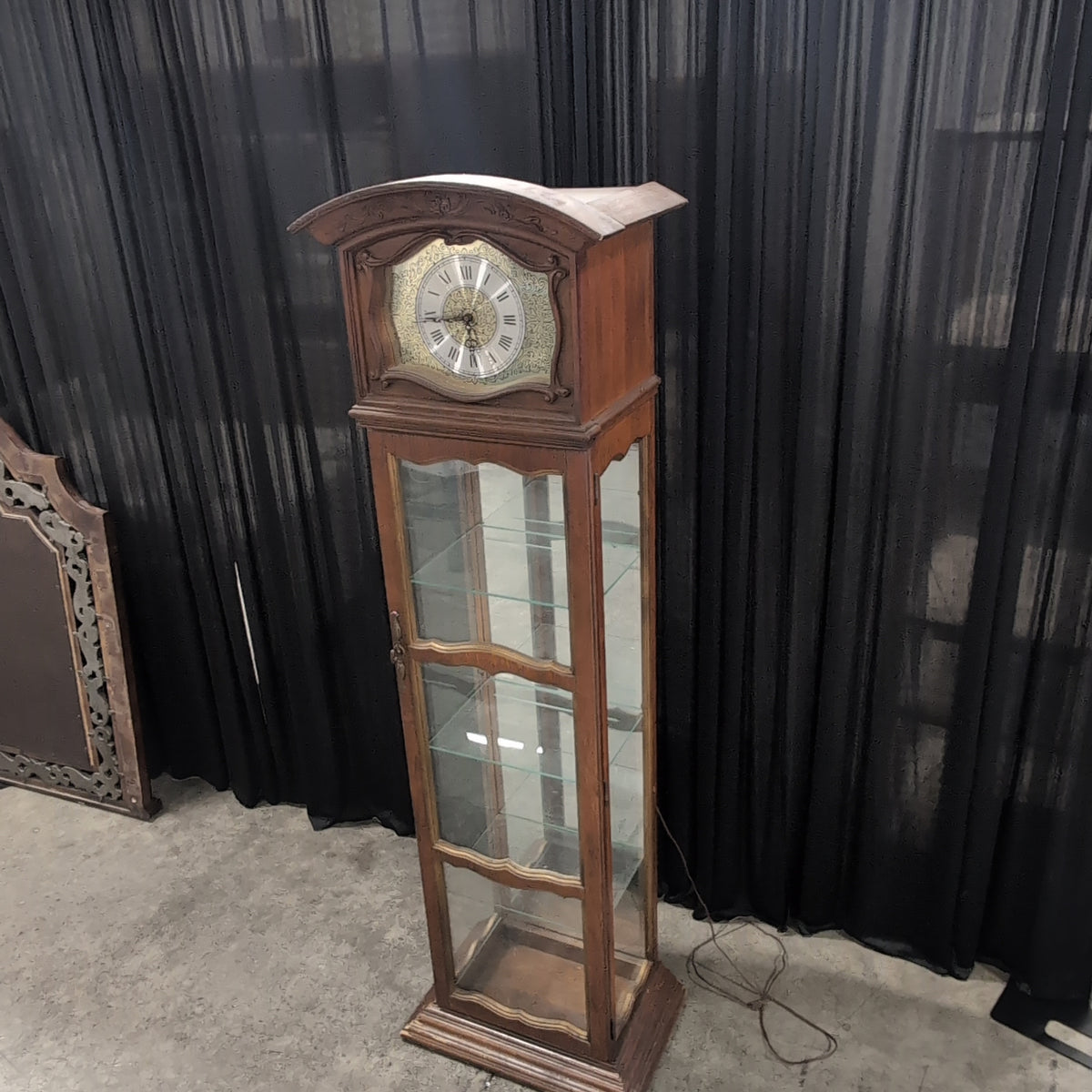 Ornate Dark Wood Display Grandfather Clock