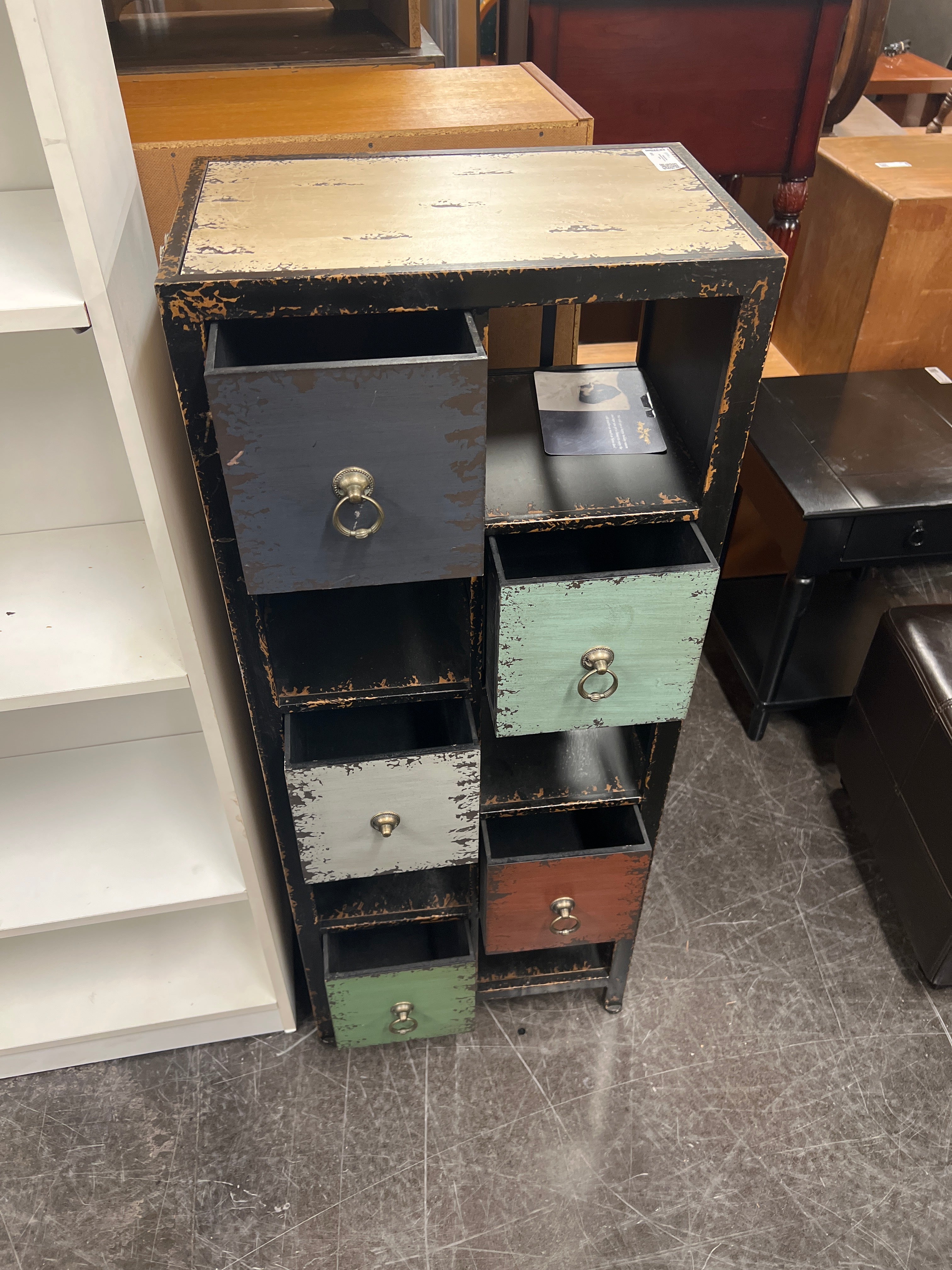 Vintage-Inspired Distressed Multi-Drawer Cabinet