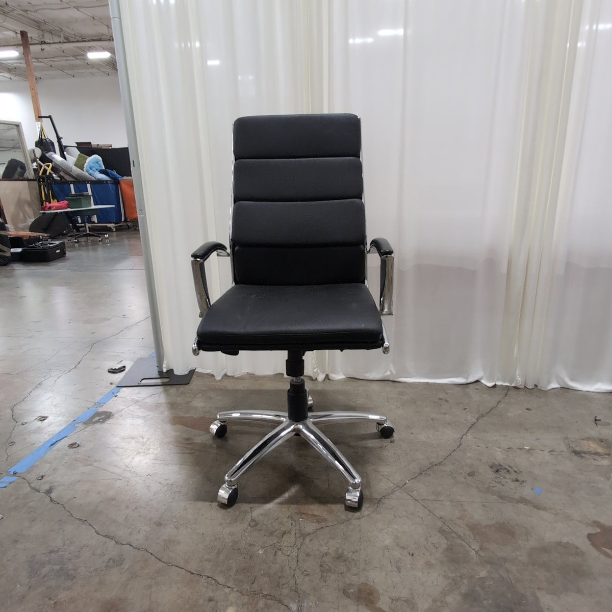 Modern Black Executive Office Chair with Chrome Base