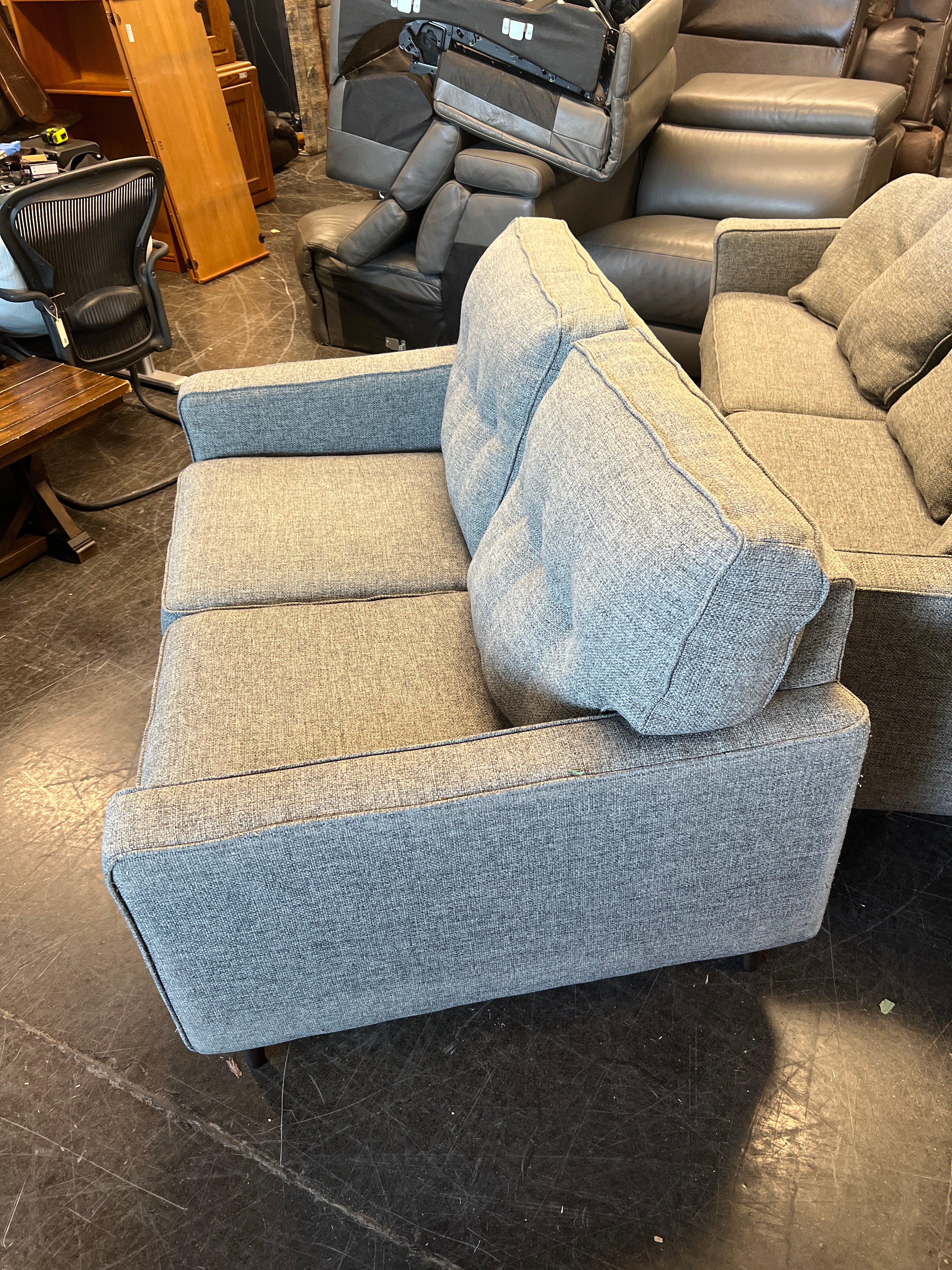 Gray Loveseat with Tufted Back
