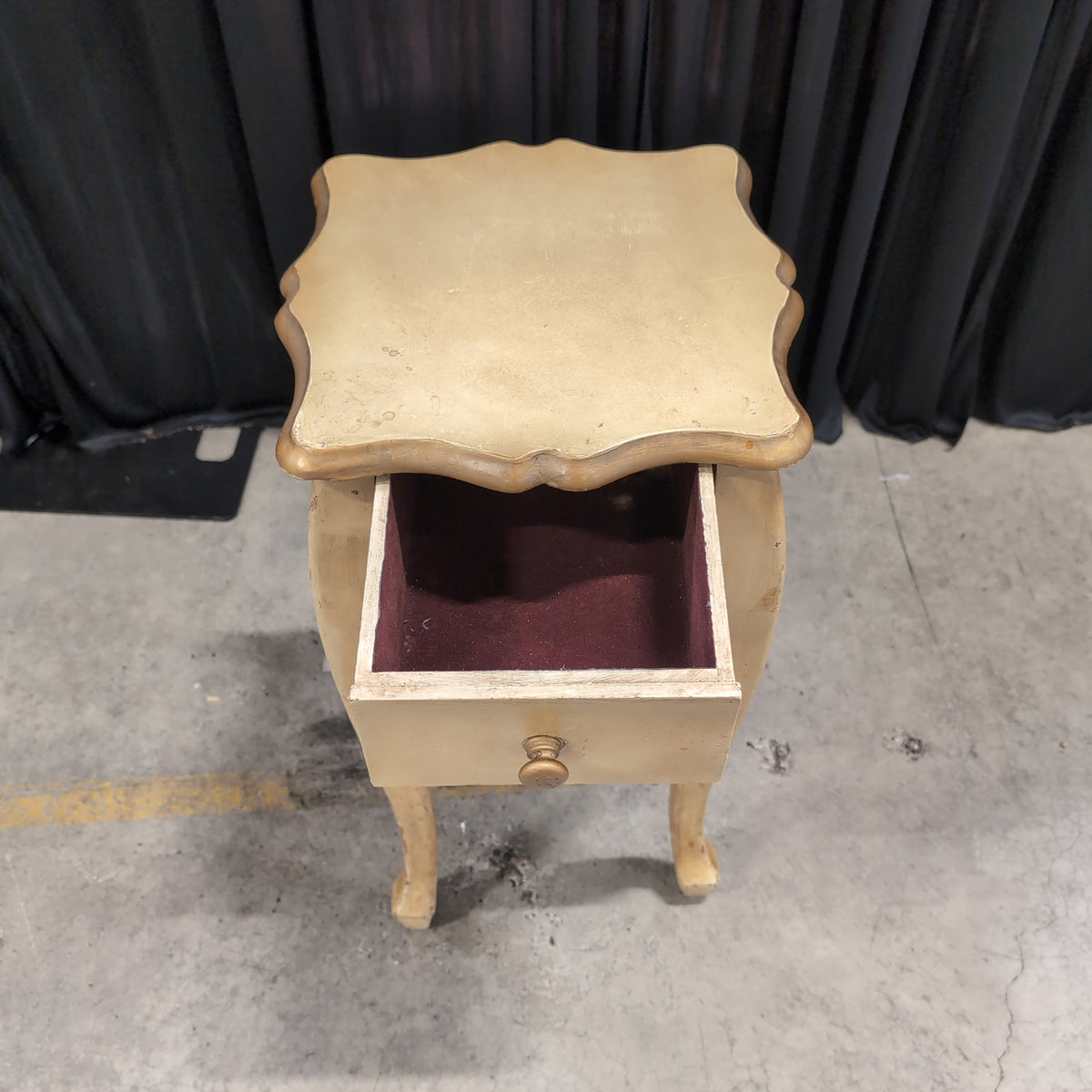 French Provincial Style Cream Nightstand with Cabriole Legs