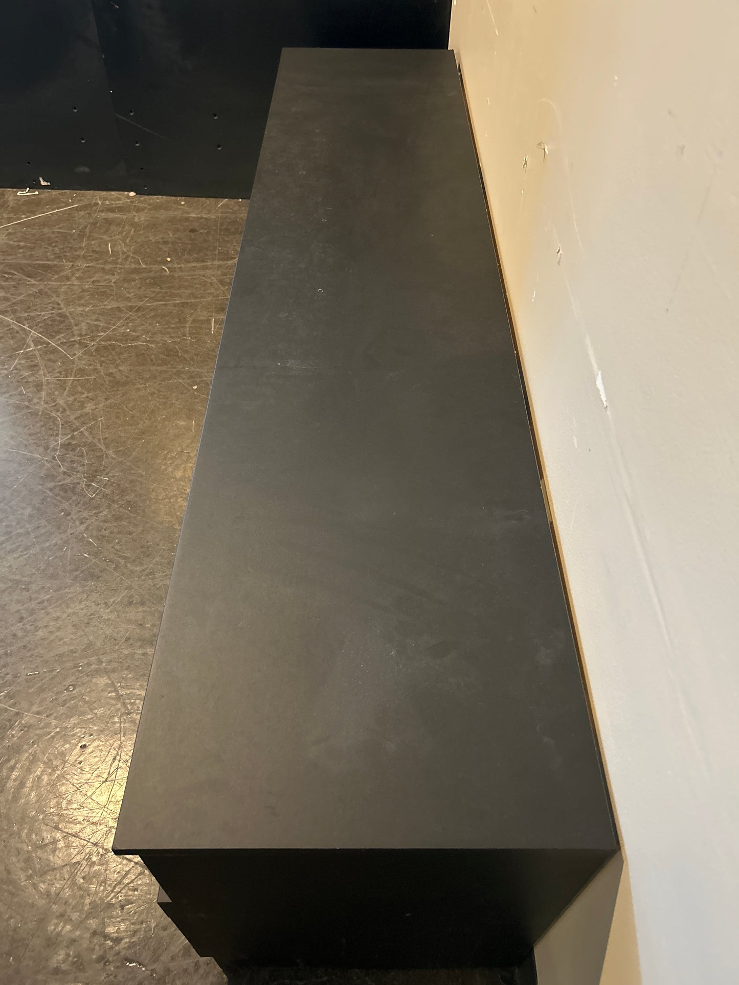 Modern Black Media Console with Frosted Glass Drawers