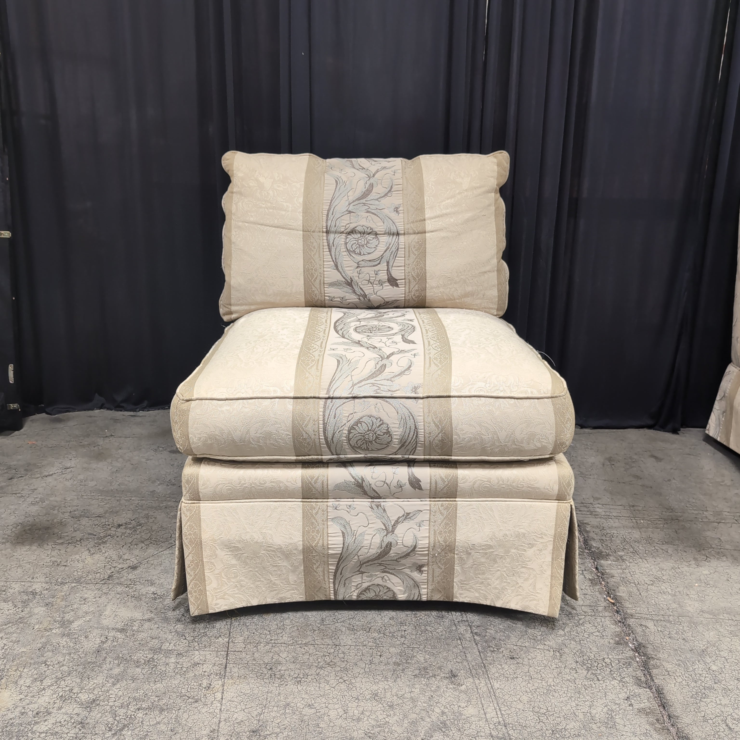 Sherrill Traditional Cream Armless Chair with Scrollwork