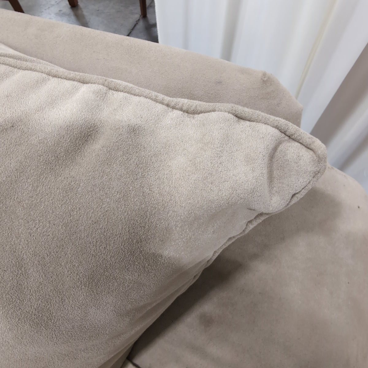 Bassett Tan Fabric L-Shaped Sectional Couch