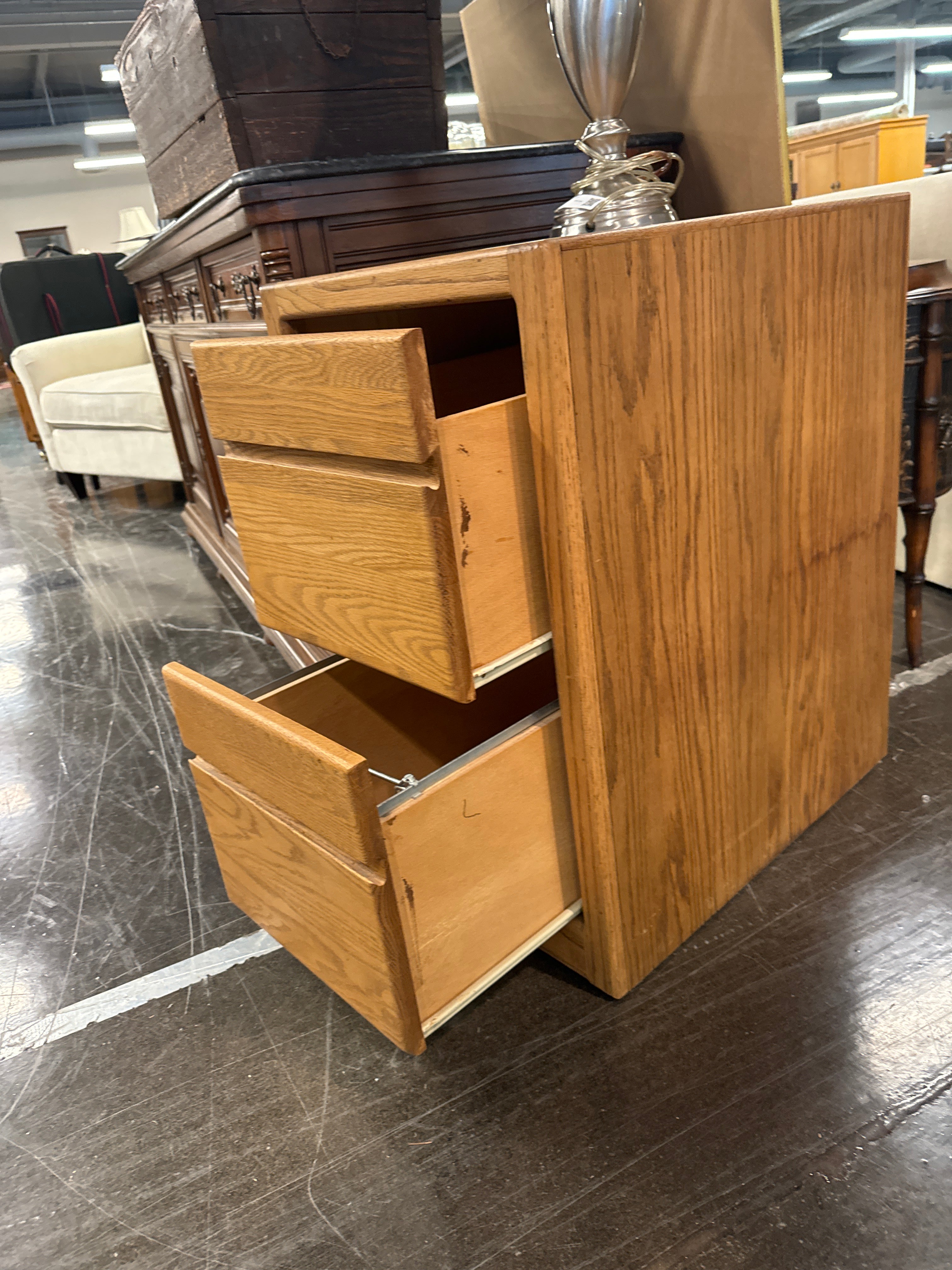 Oak 2 Drawer File Cabinet