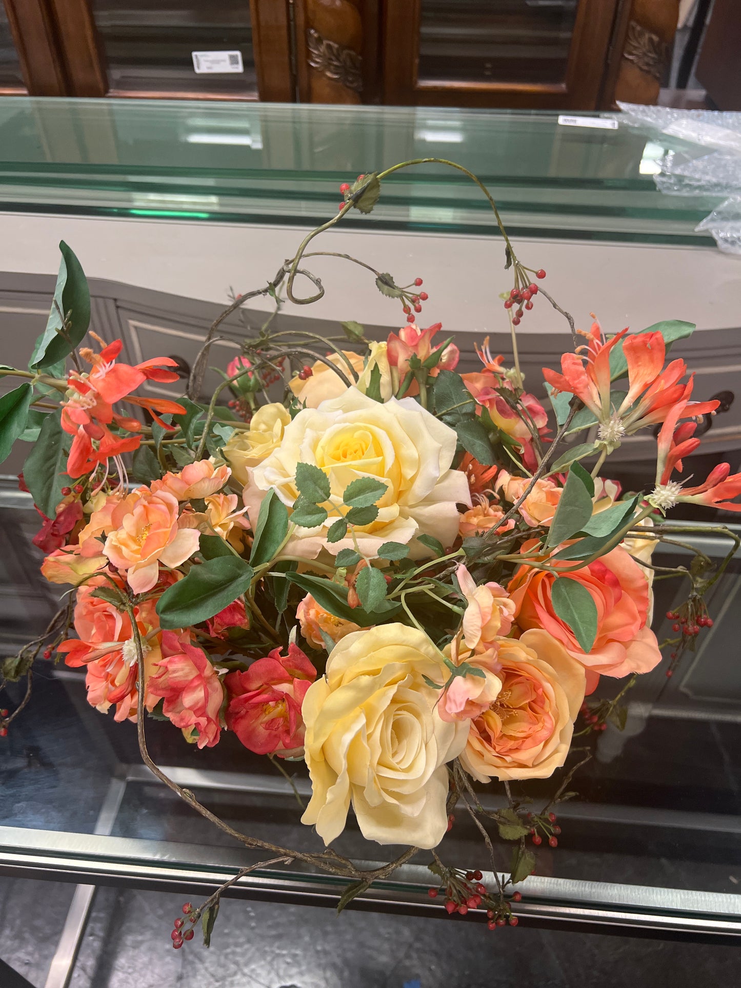 Artificial bouquet of flowers in Vase