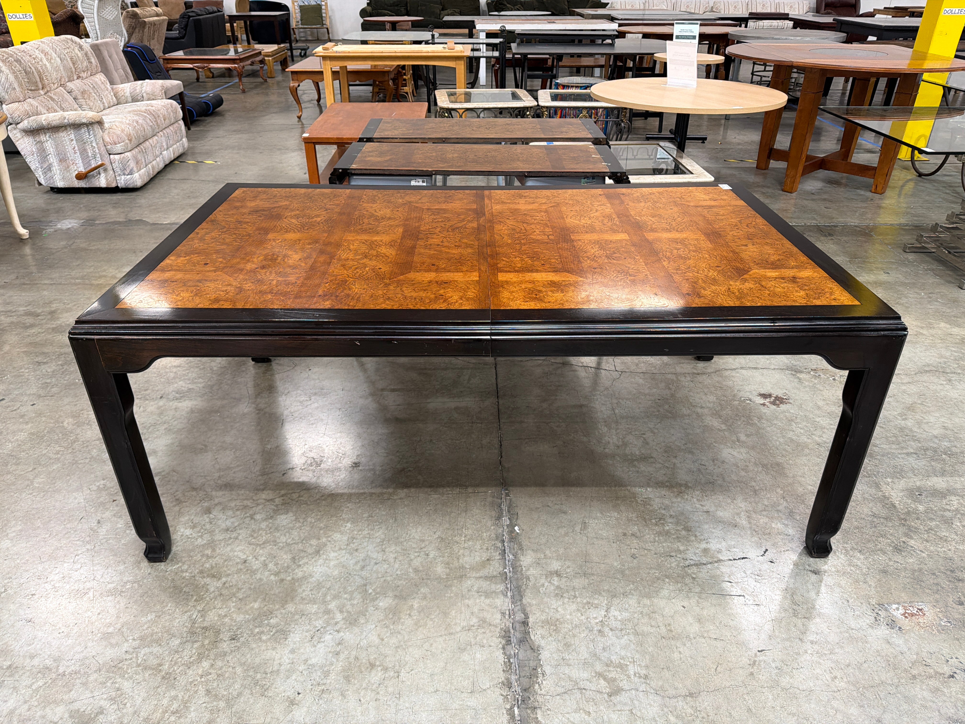 Vintage Century Furniture 'Chin Hua' Burl Wood & Black Lacquer Dining Table