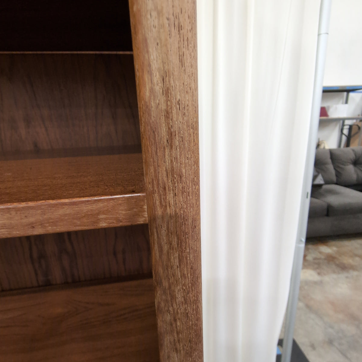 Warm Toned Wood Five-Shelf Bookcase