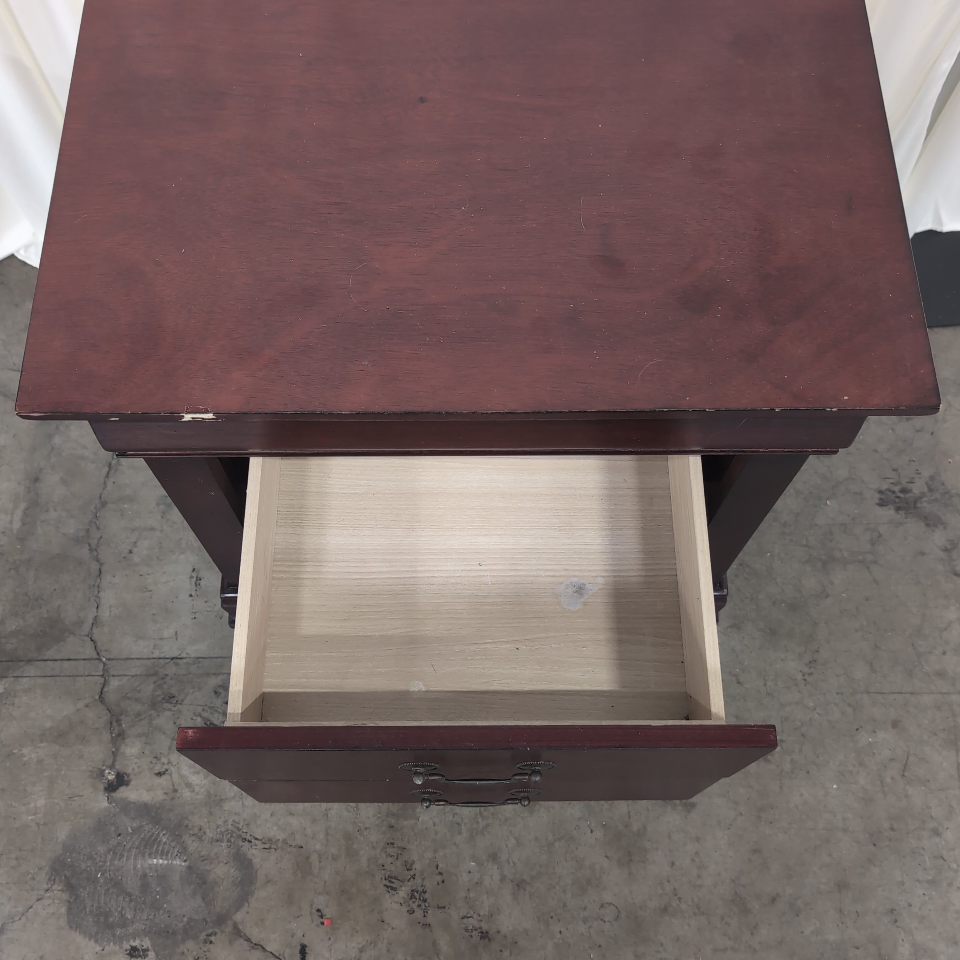 Cherry Stained Hardwood Two-Drawer Nightstand