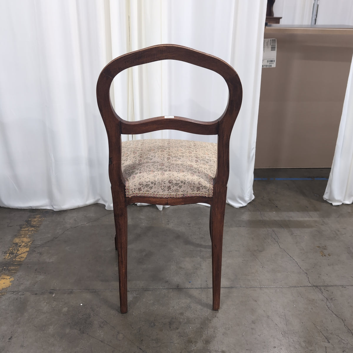 French Provincial Style Wood Dining Chair with Floral Upholstery