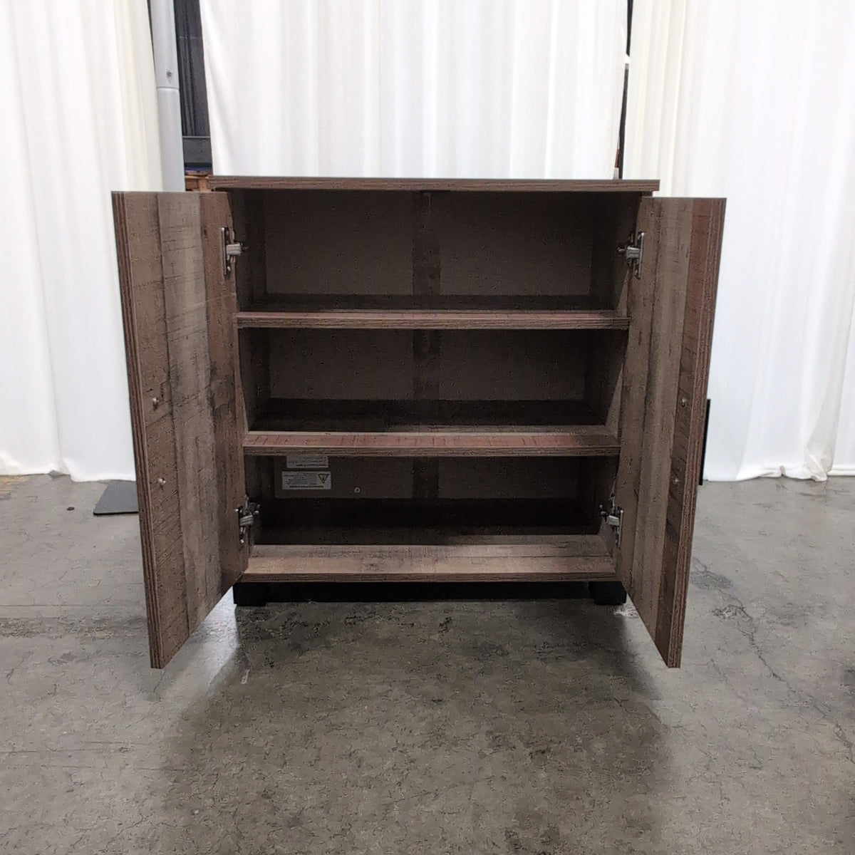 Braxton Studios Rustic Wood Look Two-Door TV Stand with Metal Accents