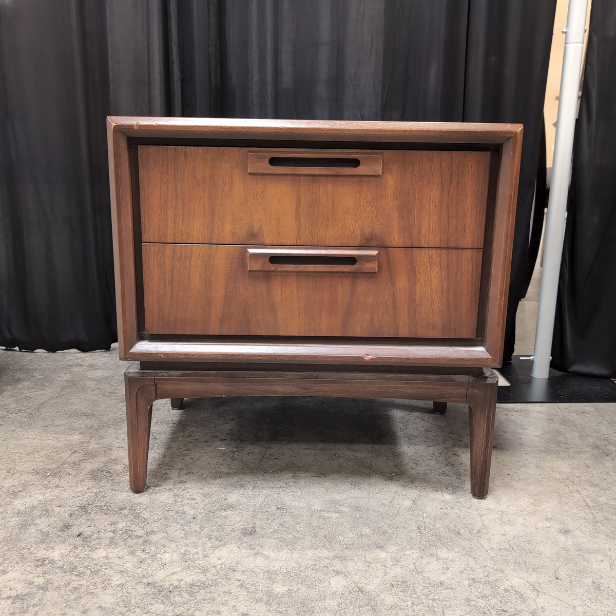 Mid-Century Modern Two-Drawer Nightstand with Integrated Pulls