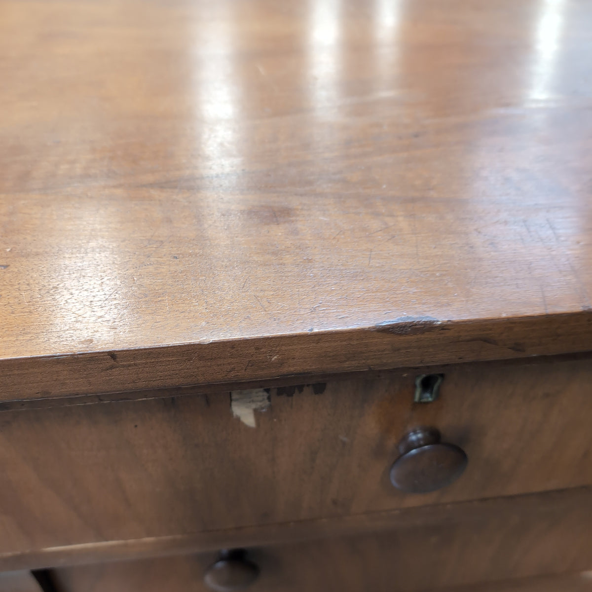 Brown Stained Wood Two-Over-Two Drawer Dresser