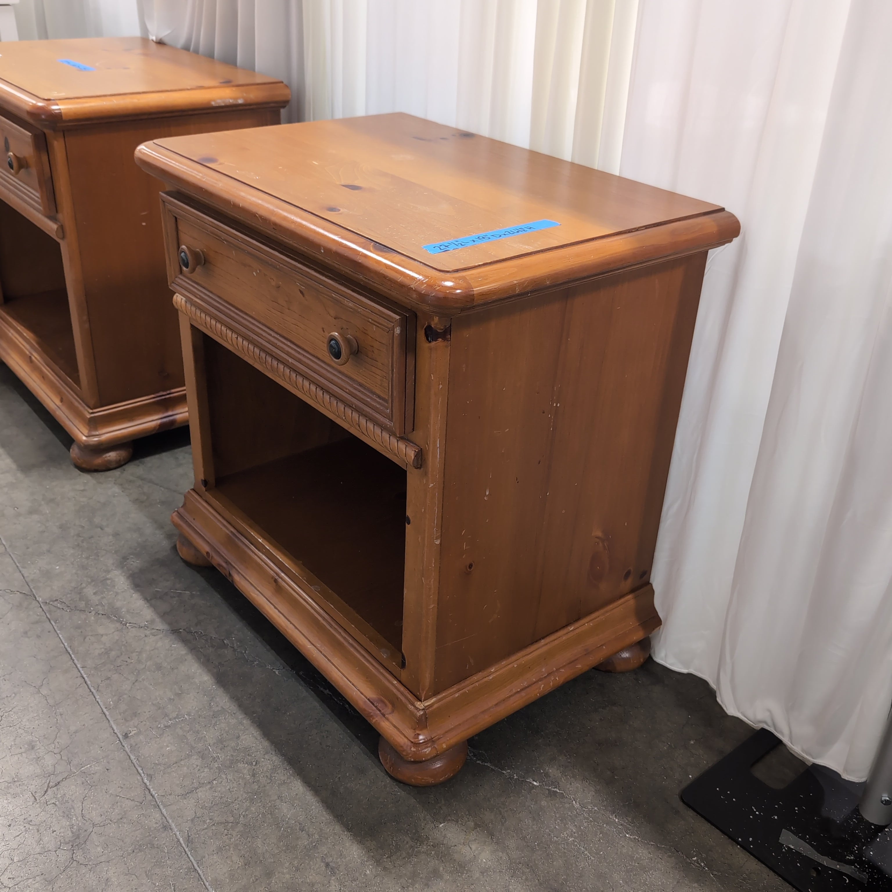 Warm Tone Wood Nightstand with Open Storage