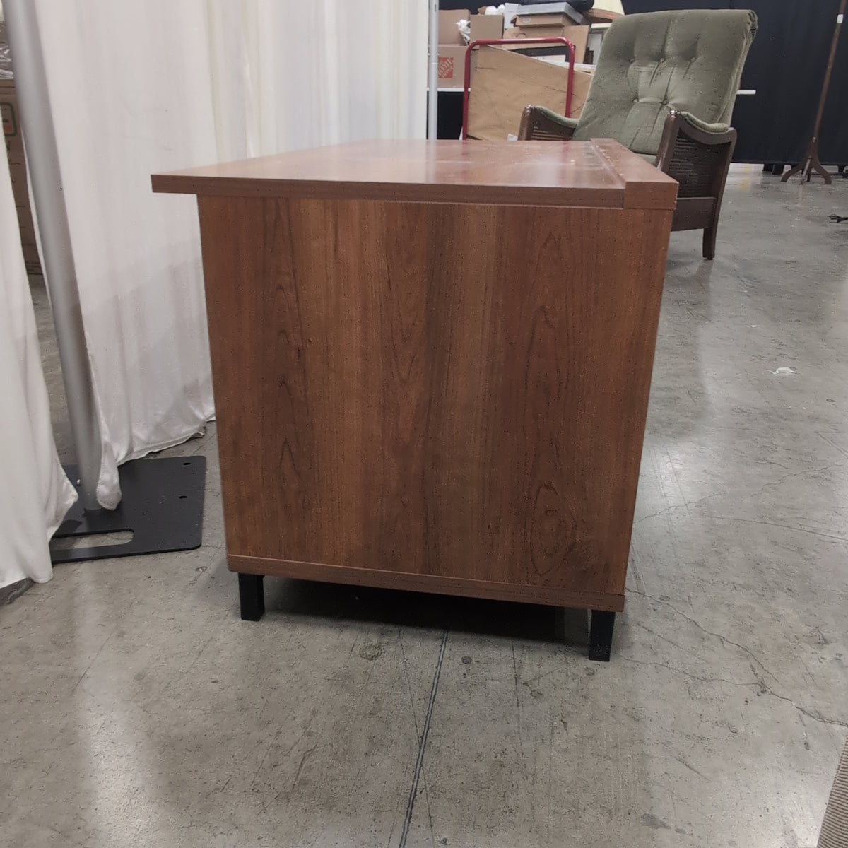 Rustic Industrial Wood-Look Two-Door TV Stand with Mesh Panels
