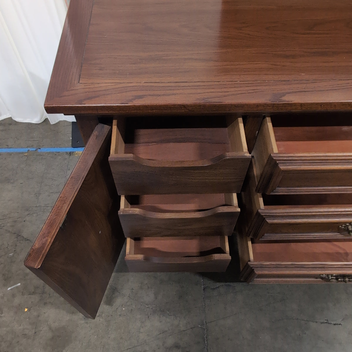 Traditional Dark Wood Buffet with Ornate Hardware