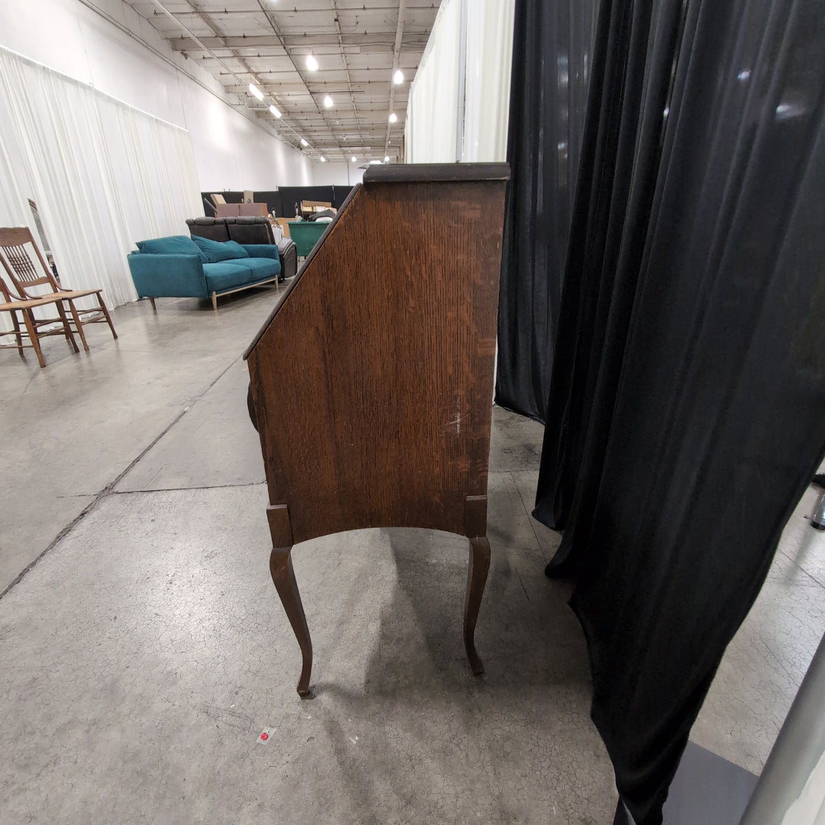 Antique Dark Wood Secretary Desk with Drop Front
