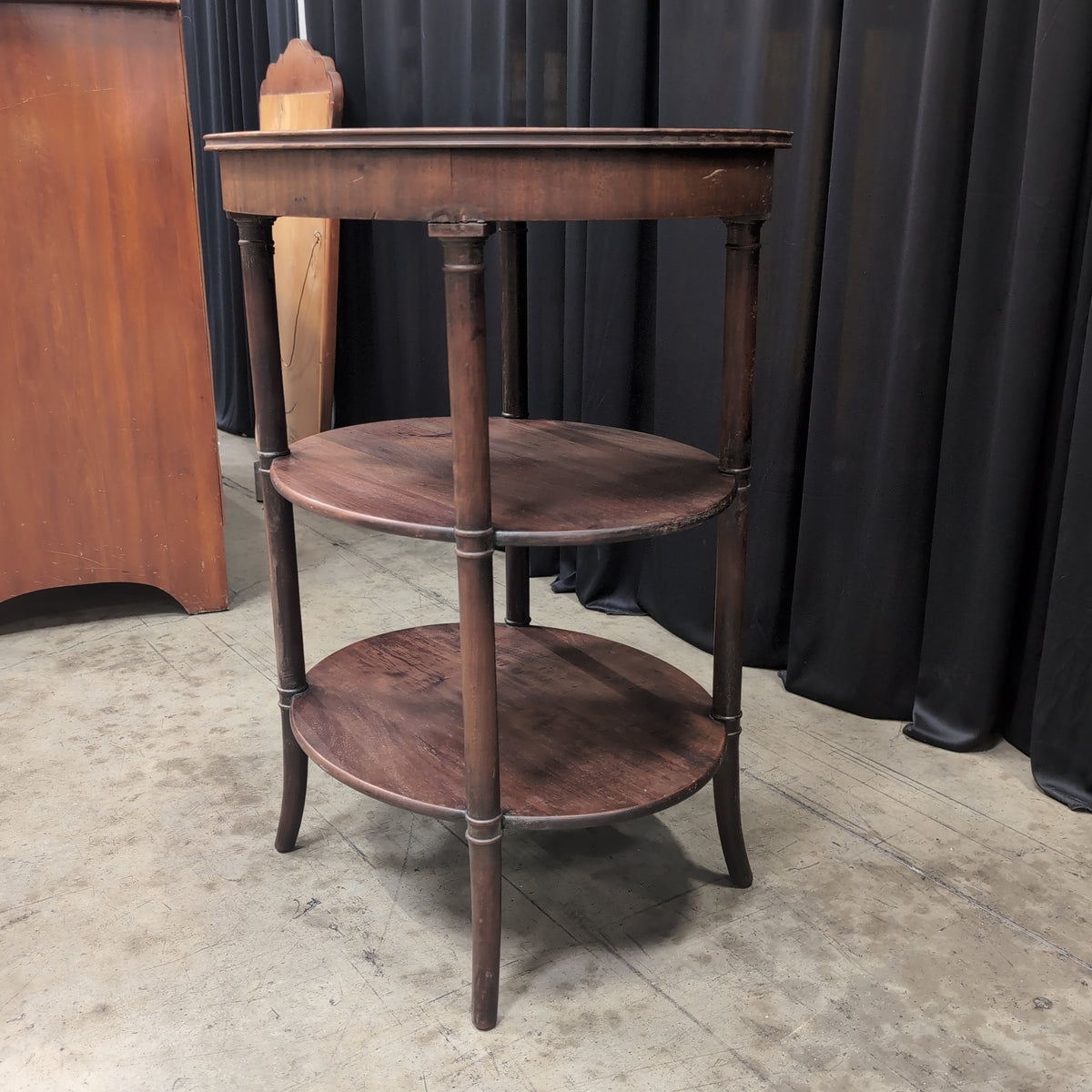 Dark Brown Three-Tiered Wood End Table