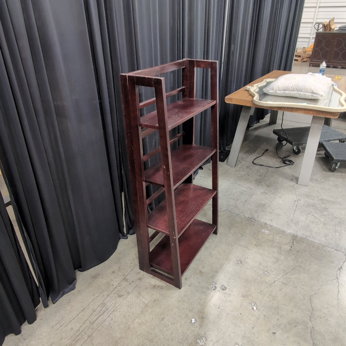 Dark Cherry Four-Shelf Ladder Bookcase in Wood