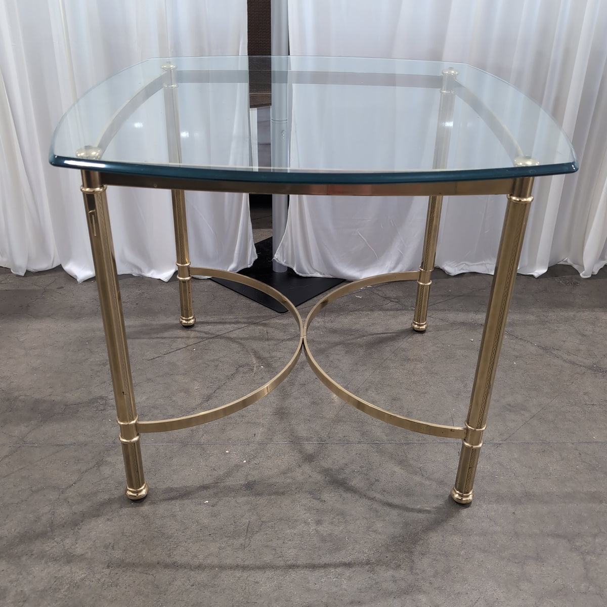 Square Brass Finish End Table with Glass Top