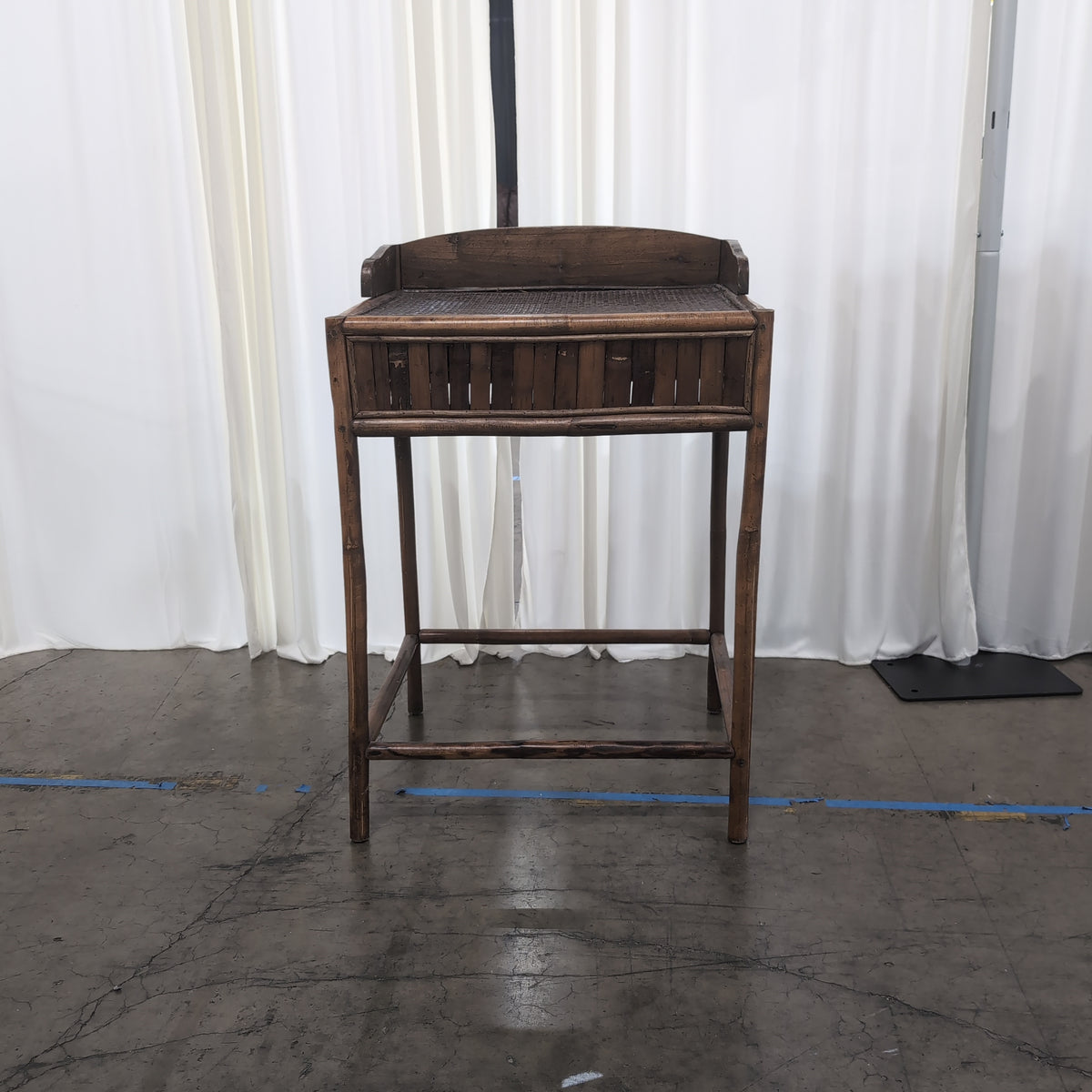 Tropical Bamboo End Table with Rattan Top