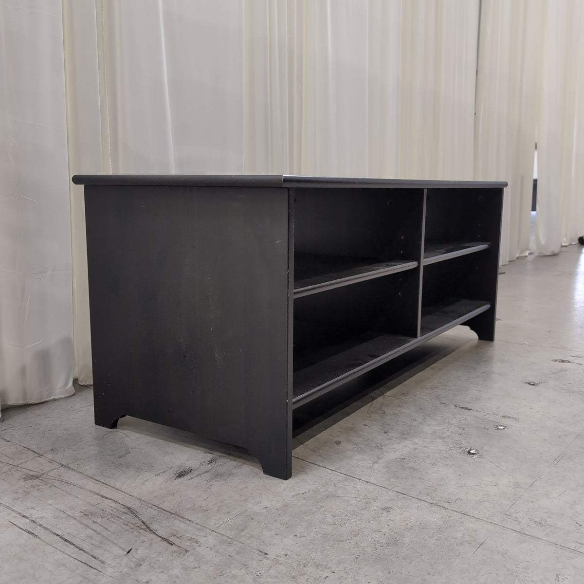 Black Wood Two-Tier TV Stand