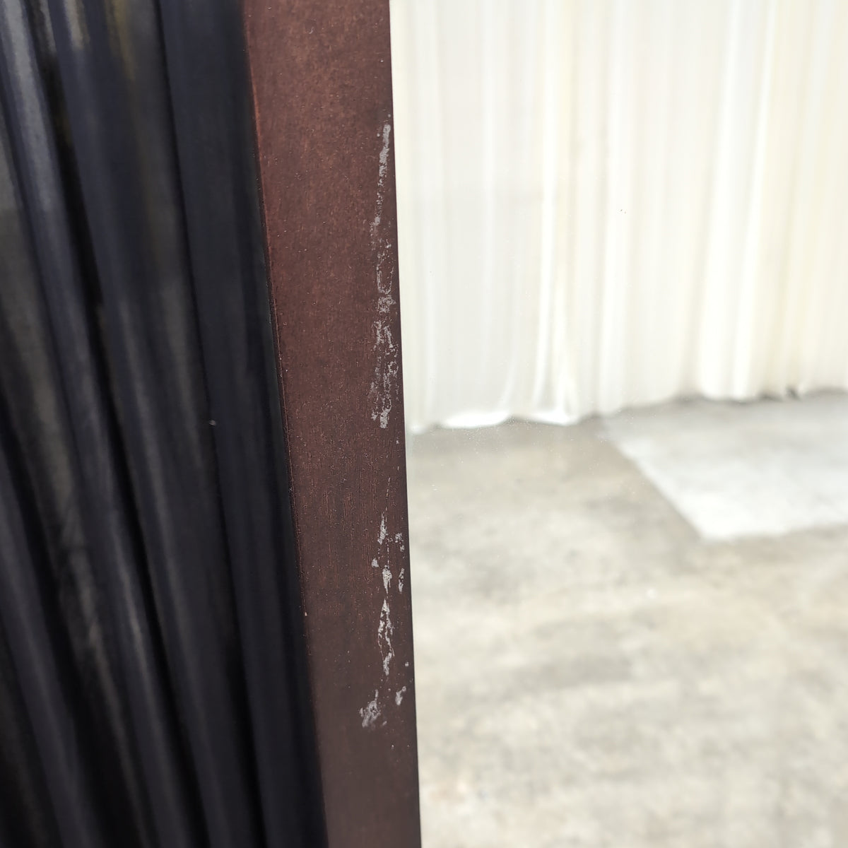 Dark Wood Full-Length Floor Mirror with Tilting Stand