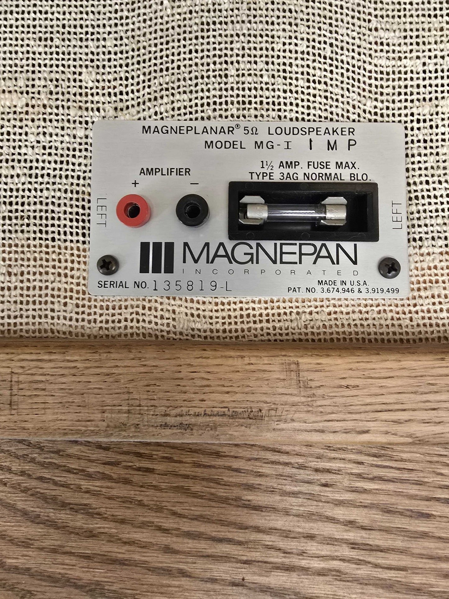 Magneplanar Flat LoudSpeaker MG-I IMP