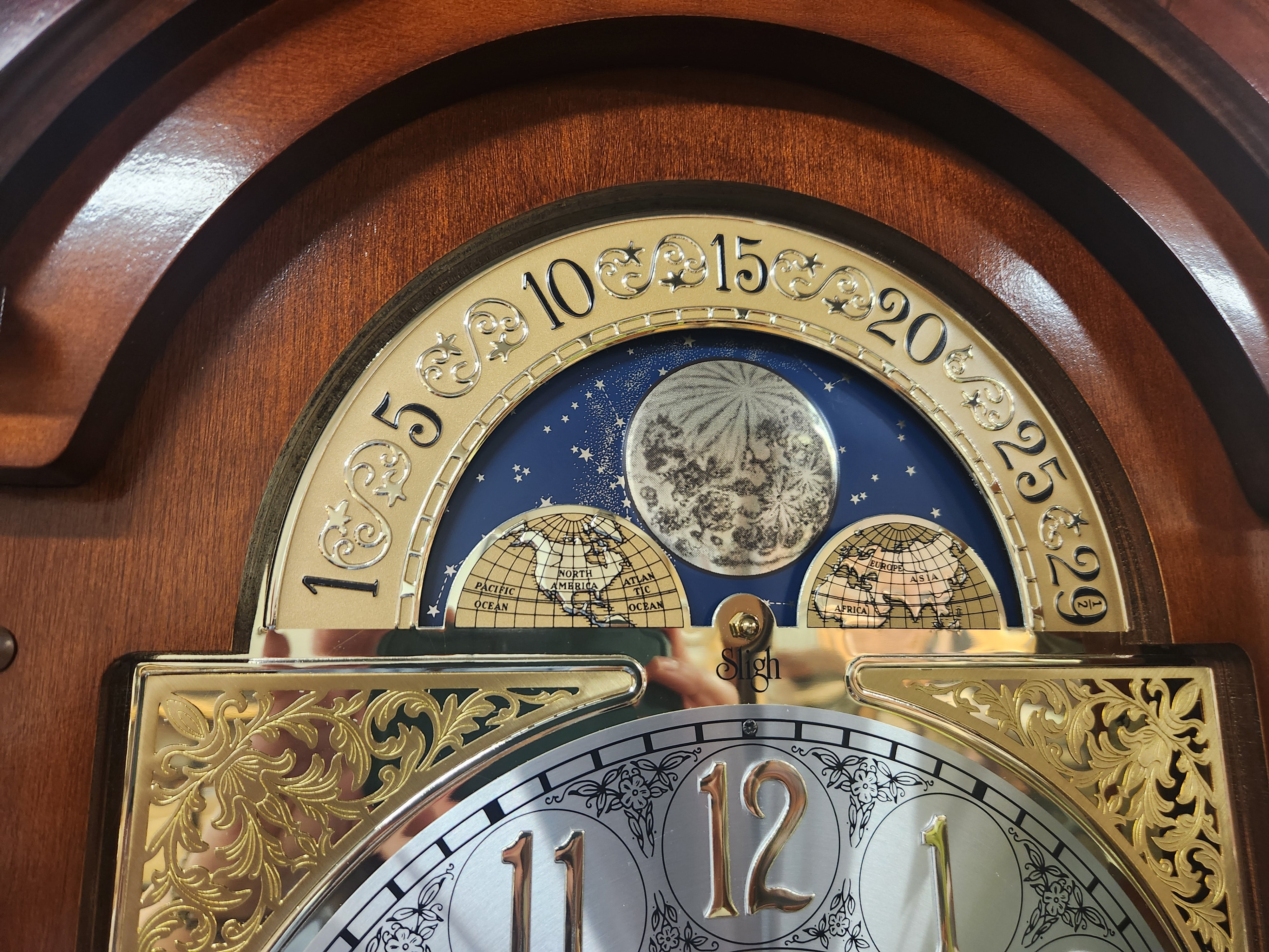 Sligh Traditional Grandfather Clock with Moon Dial and Chimes