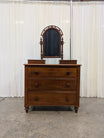 Antique Wood Three-Drawer Dresser with Lift-Top Boxes
