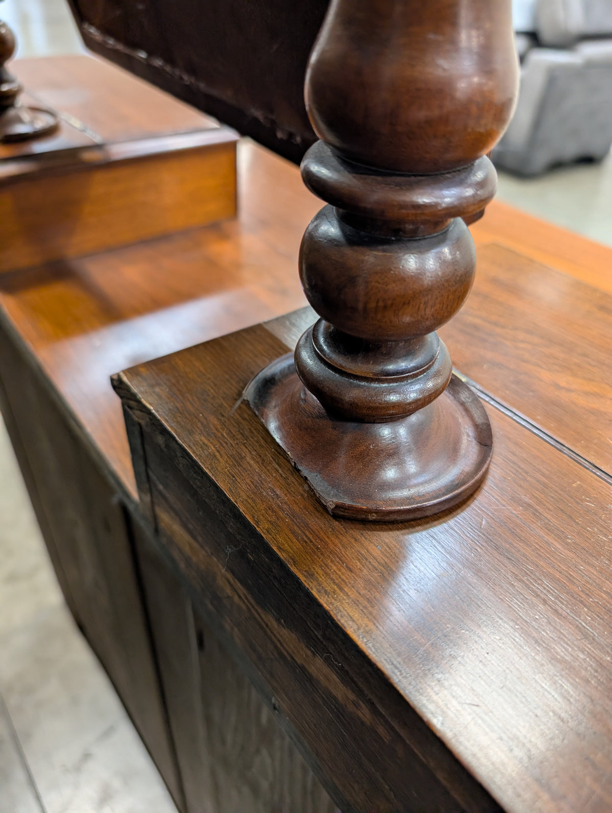 Antique Wood Three-Drawer Dresser with Lift-Top Boxes