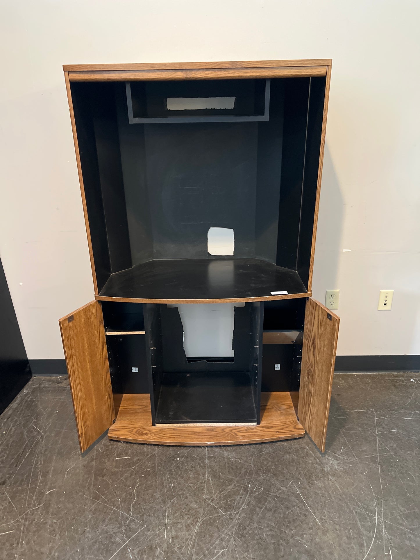Rustic Wood Entertainment Center with Curved Front