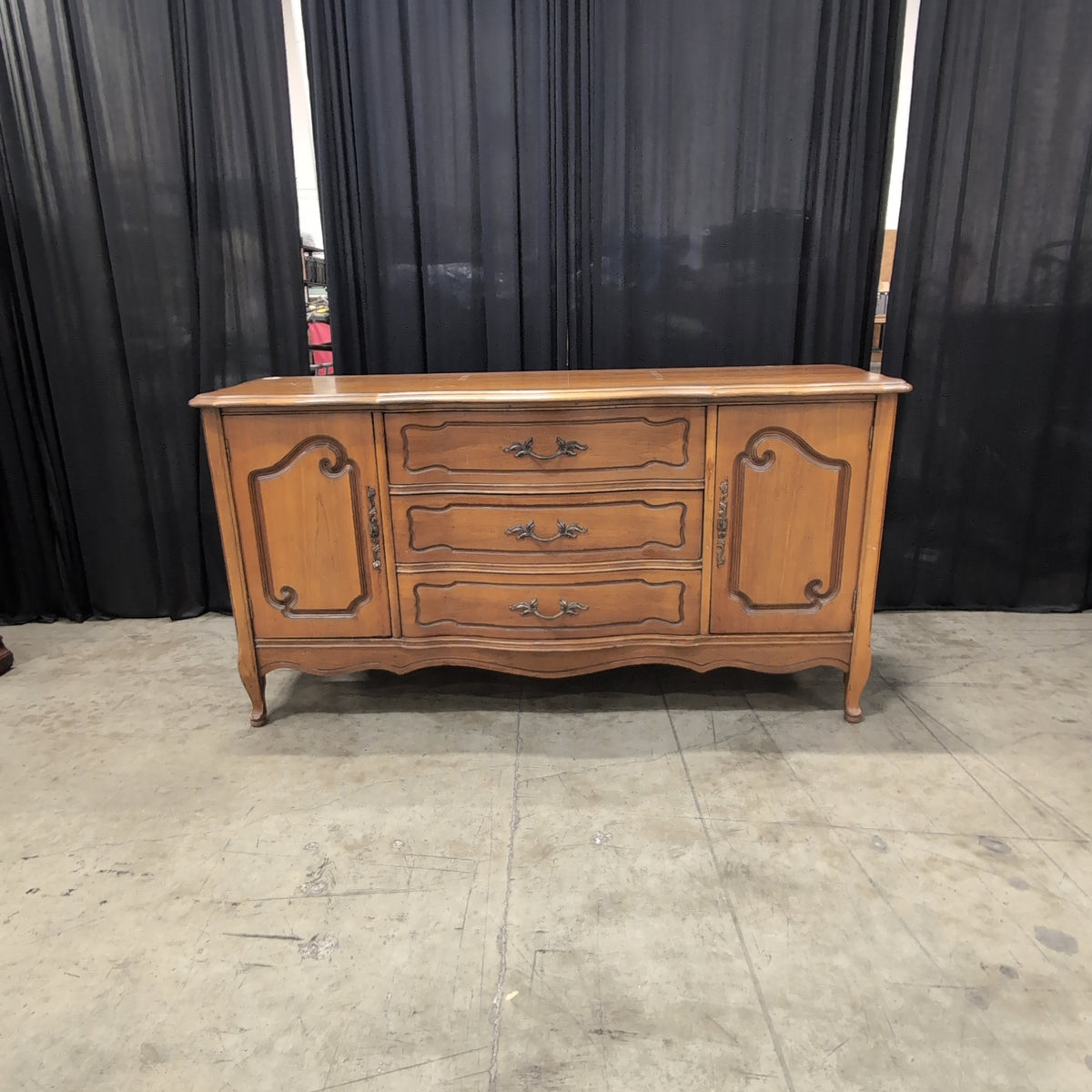 Bassett Furniture-French Provincial Wood Buffet with Mirrored Top