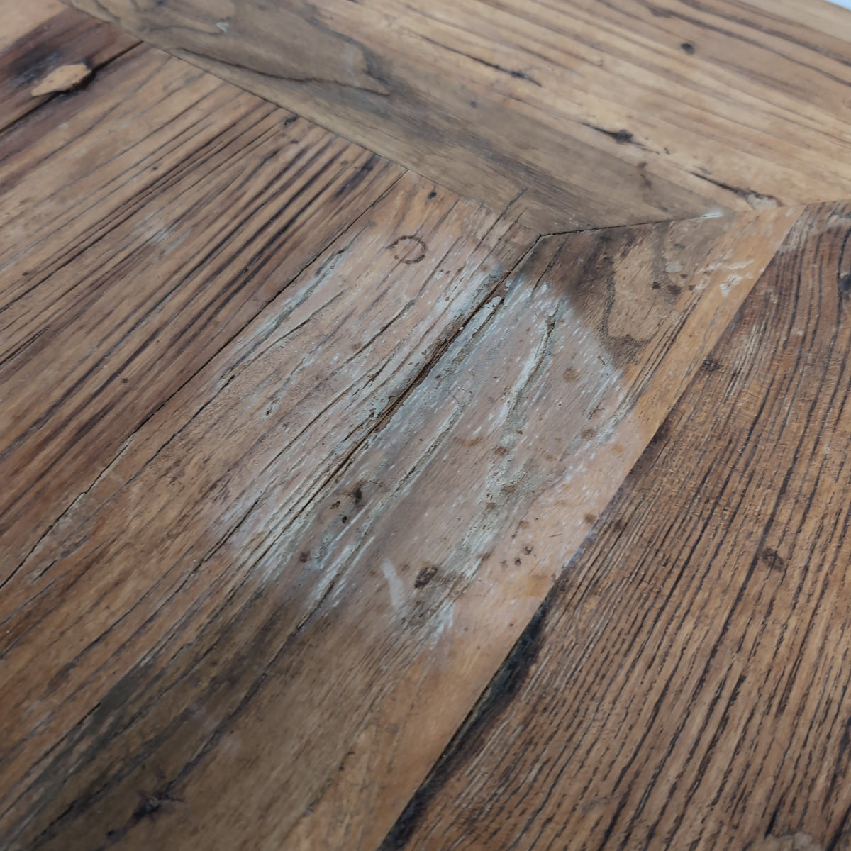 Wood Plank Top Dining Table with Trestle Base