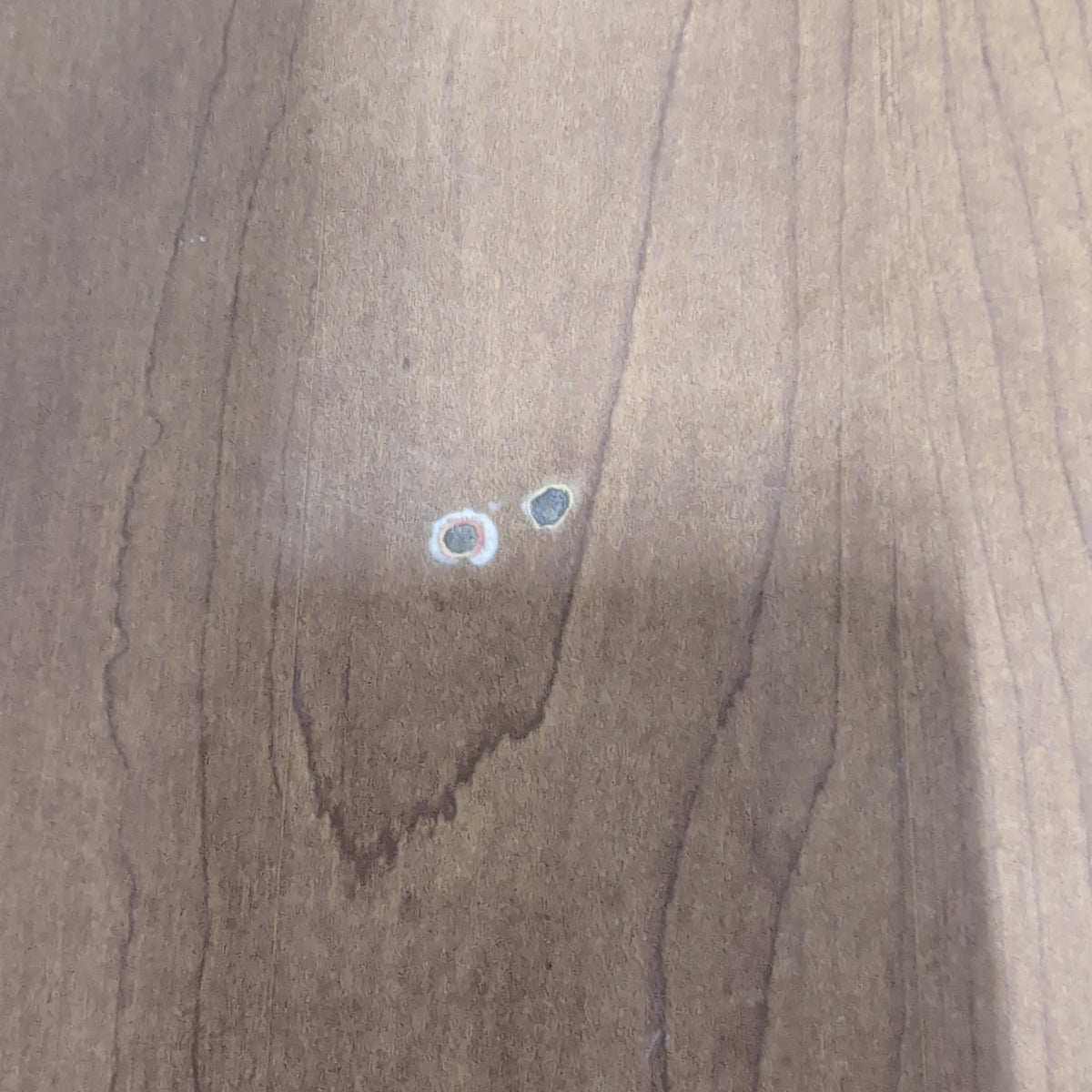 Round Medium Brown Wood Dining Table with Leaf Seam