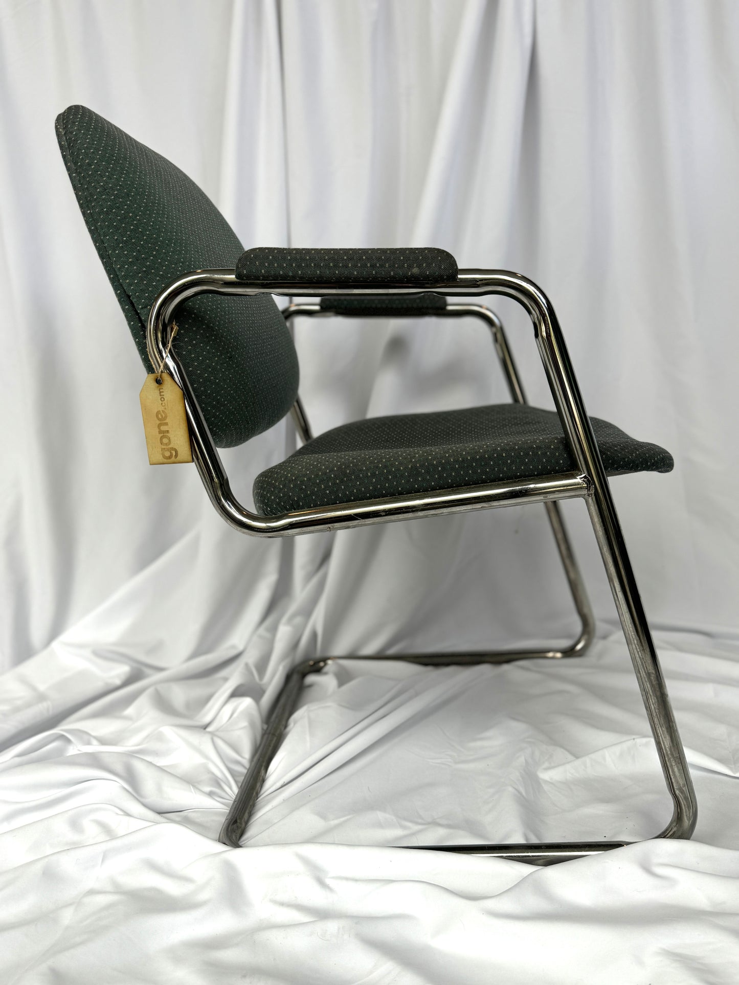 MCM Blue Chair with Blue/Green Fabric
