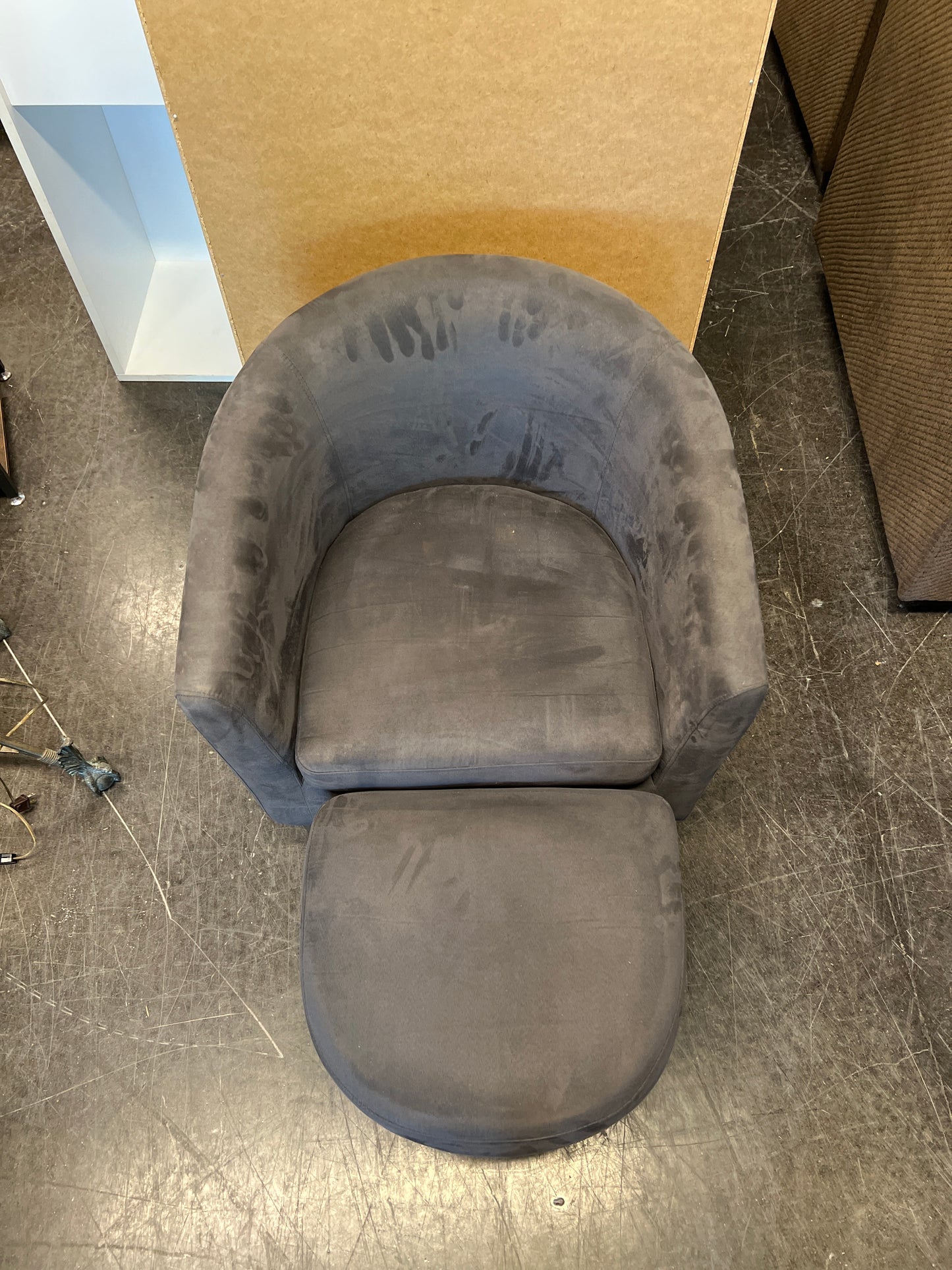 Grey Armchair with Ottoman