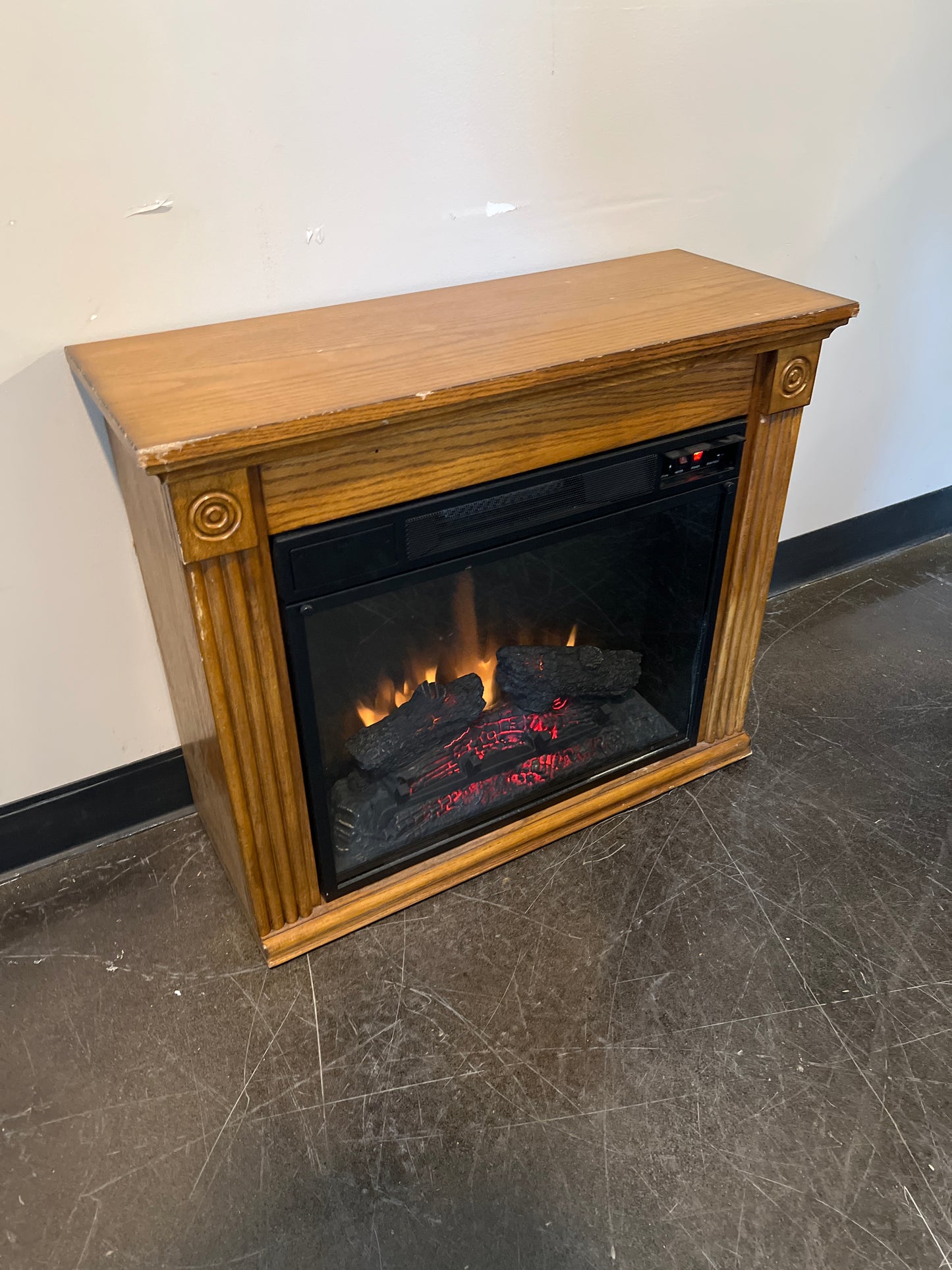 Electric Fireplace with Wood Mantel