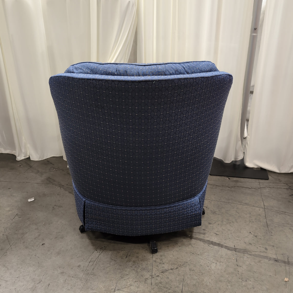 Dark Blue Tufted Upholstered Chair with Geometric Pattern