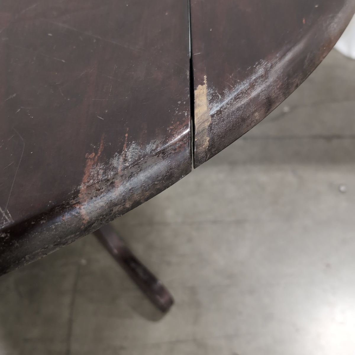 Dark Wood Round Dining Table with Drop Leaf